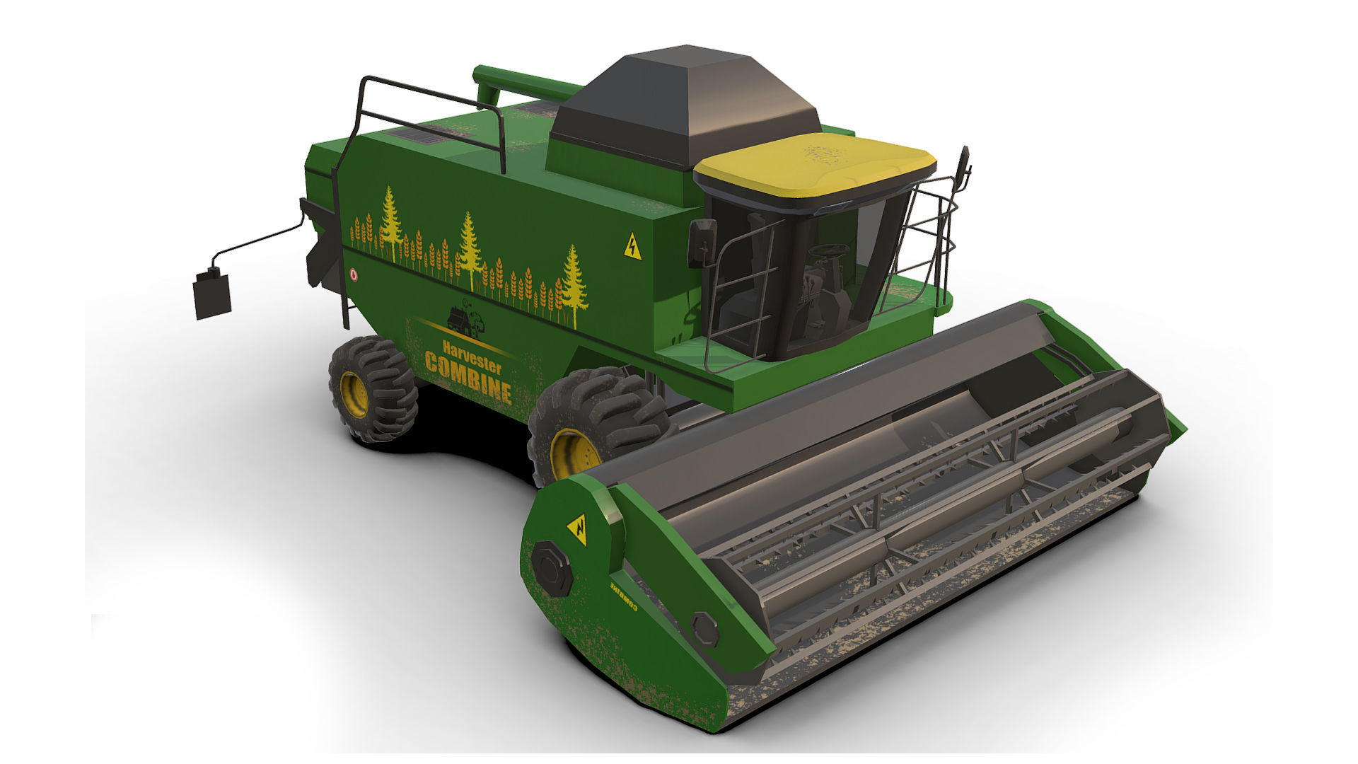 Combine truck Low-poly 3D model_1