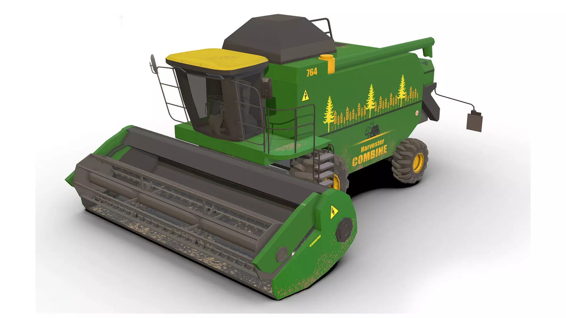 Combine truck Low-poly 3D model_0