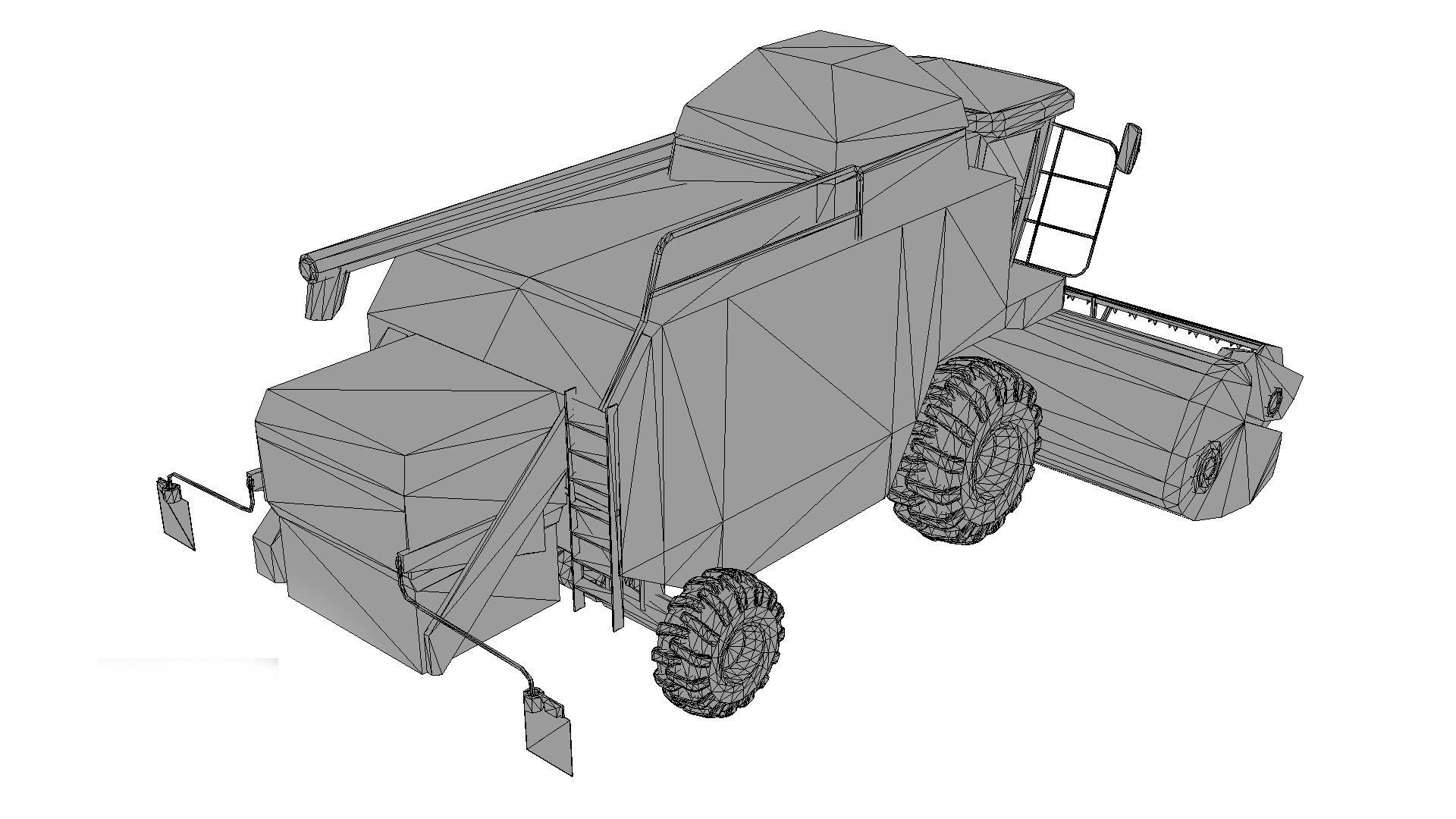 Combine truck Low-poly 3D model_6