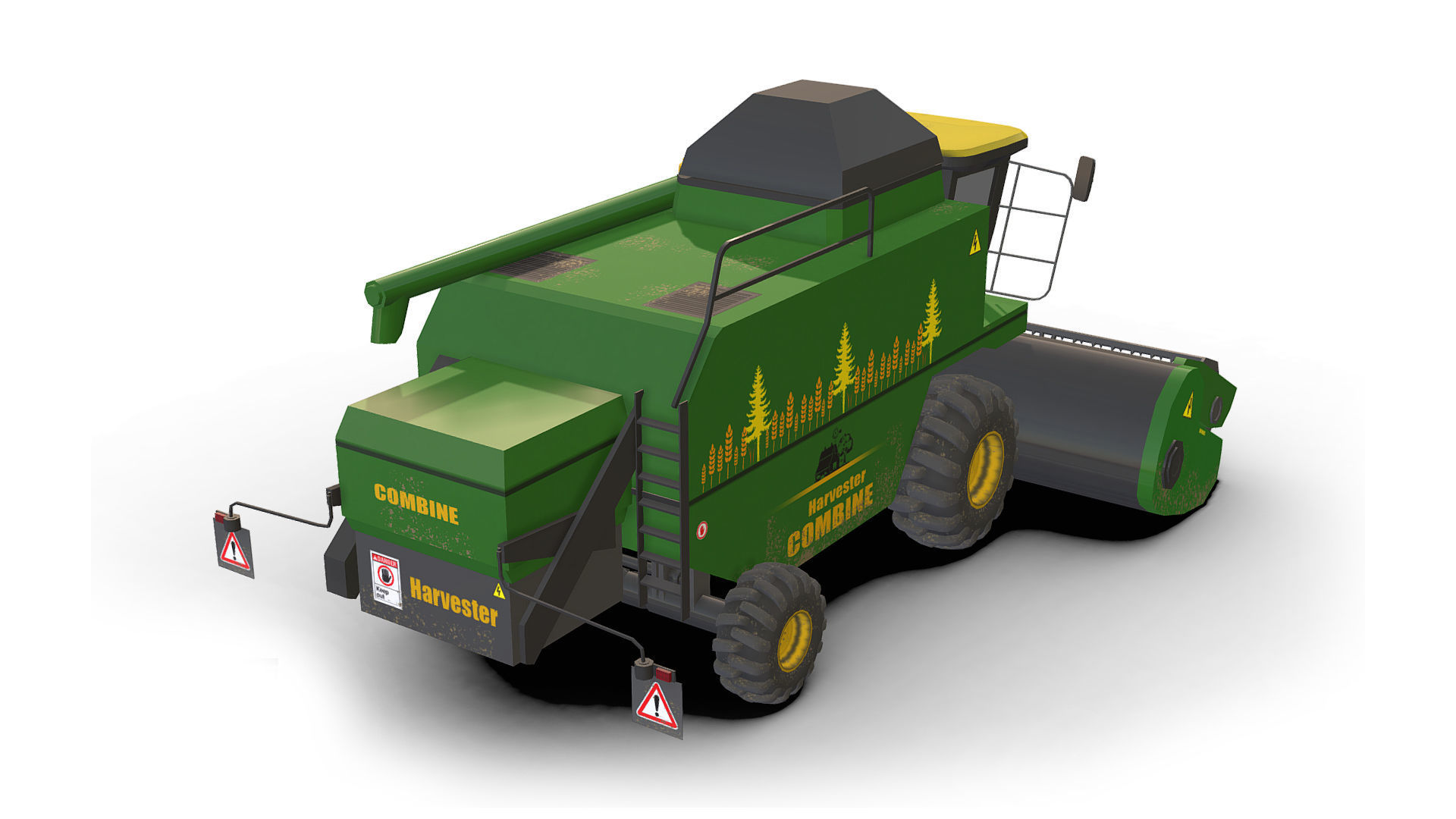 Combine truck Low-poly 3D model_2