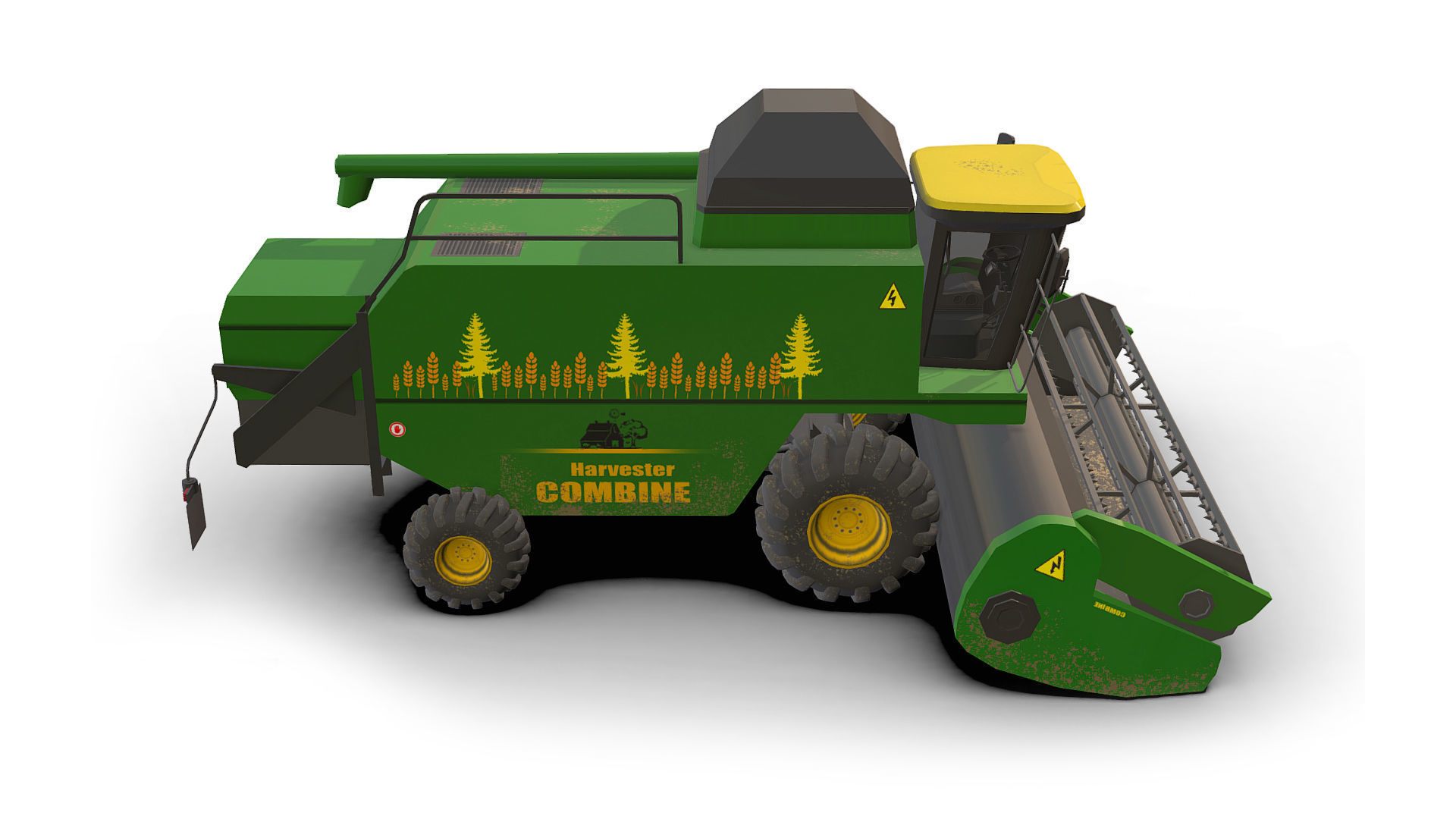 Combine truck Low-poly 3D model_4