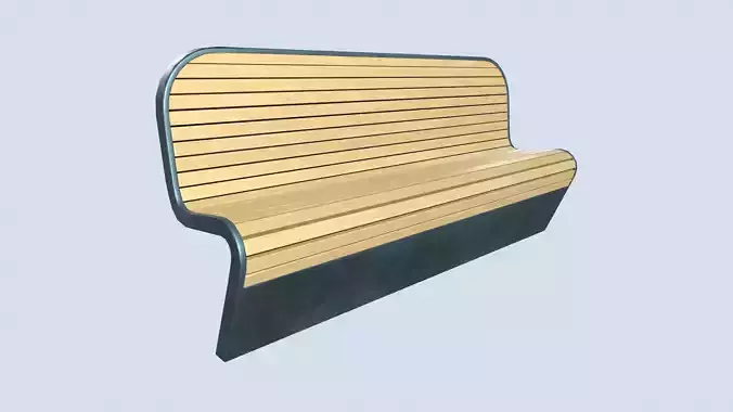 Street bench low poly pbr game ready