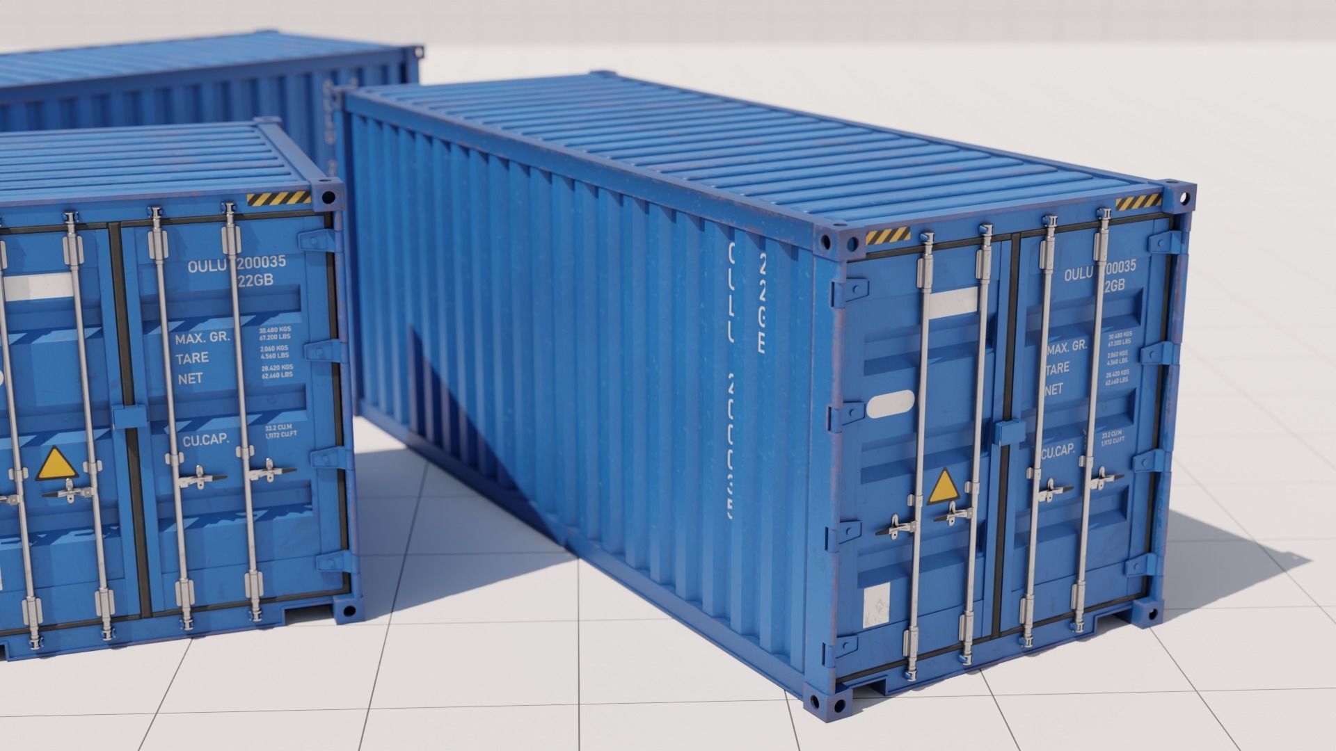 Containers - 5 sizes - Blue Low-poly 3D model_16