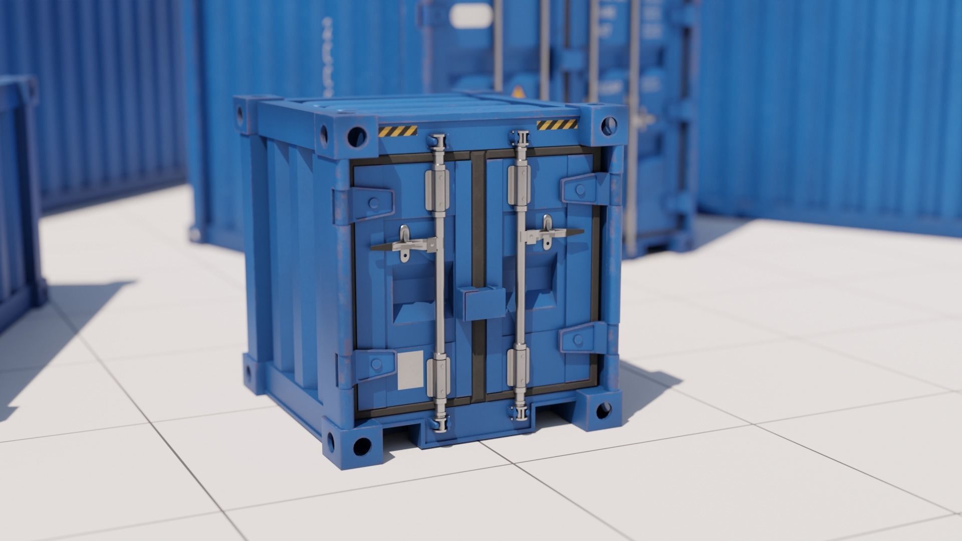Containers - 5 sizes - Blue Low-poly 3D model_2