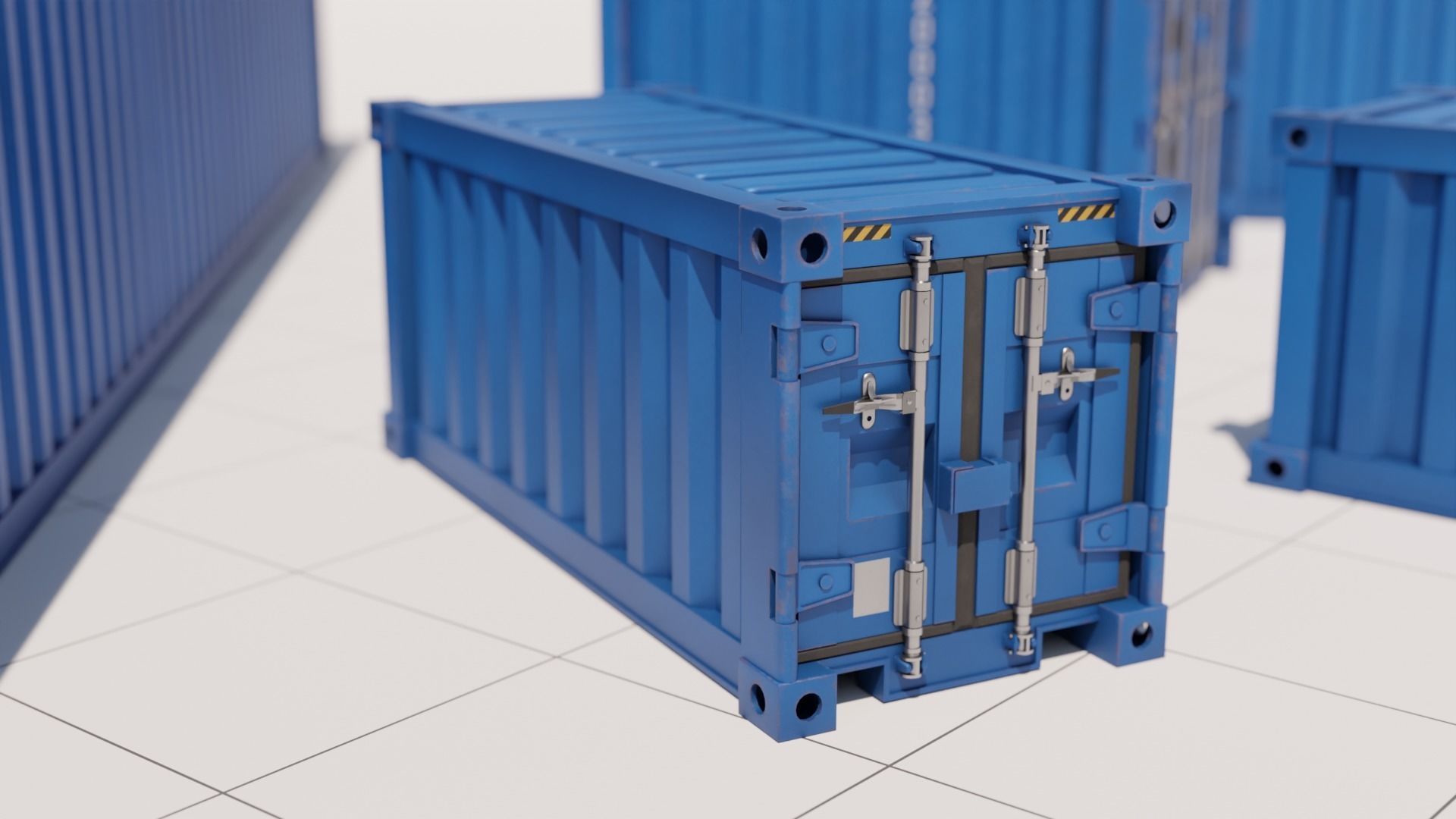 Containers - 5 sizes - Blue Low-poly 3D model_8