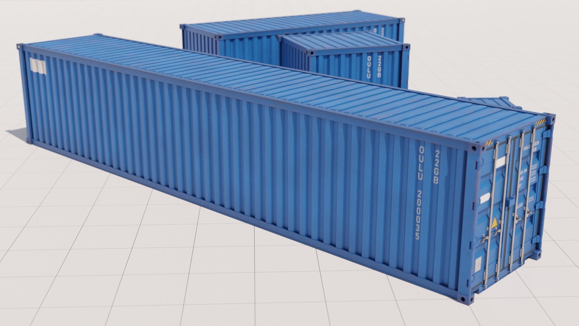 Containers - 5 sizes - Blue Low-poly 3D model_20