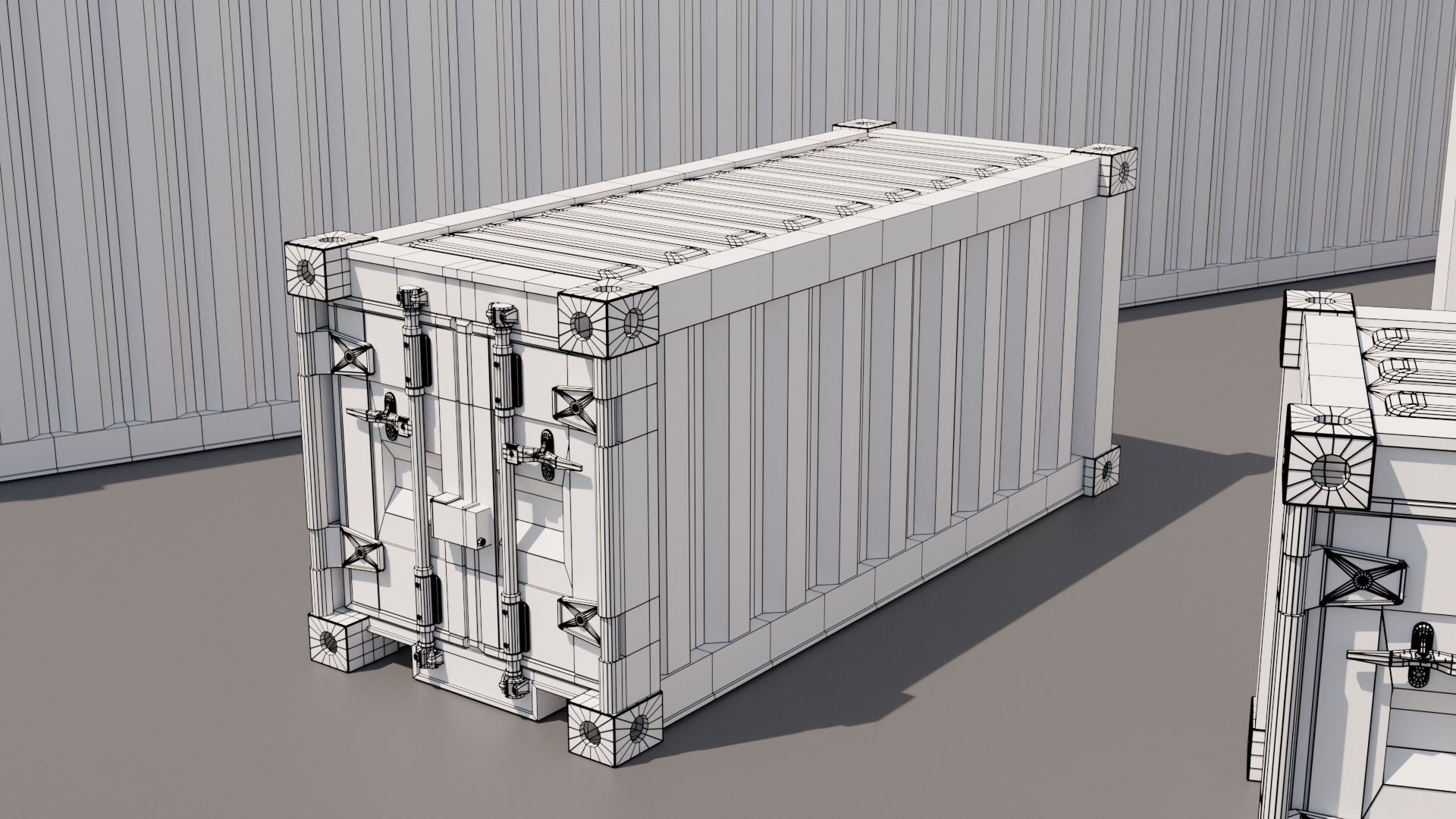 Containers - 5 sizes - Blue Low-poly 3D model_7