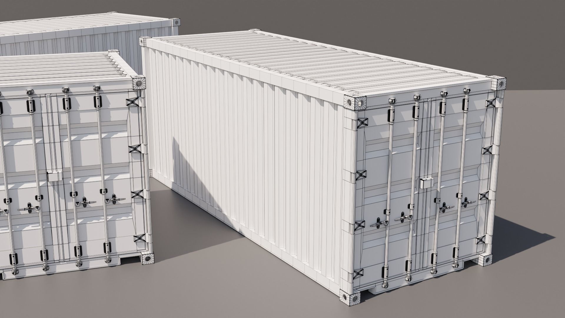 Containers - 5 sizes - Blue Low-poly 3D model_17