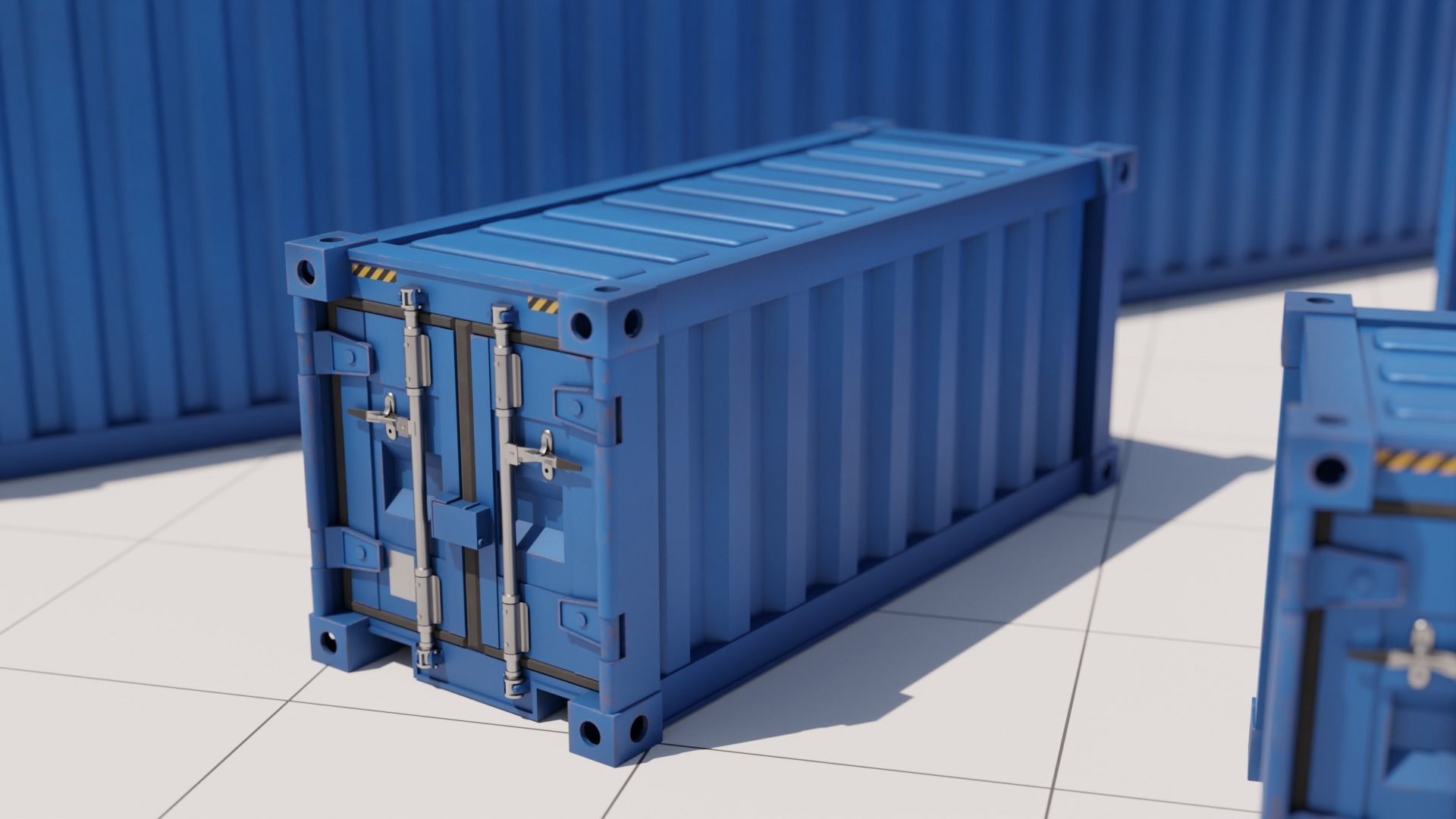 Containers - 5 sizes - Blue Low-poly 3D model_6