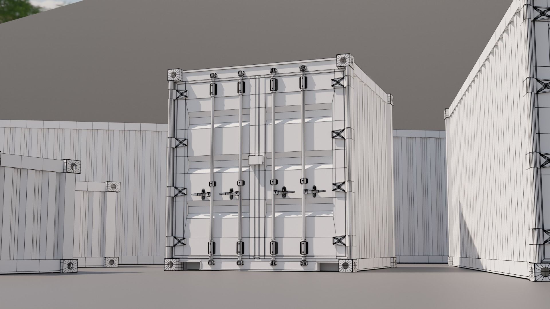 Containers - 5 sizes - Blue Low-poly 3D model_13