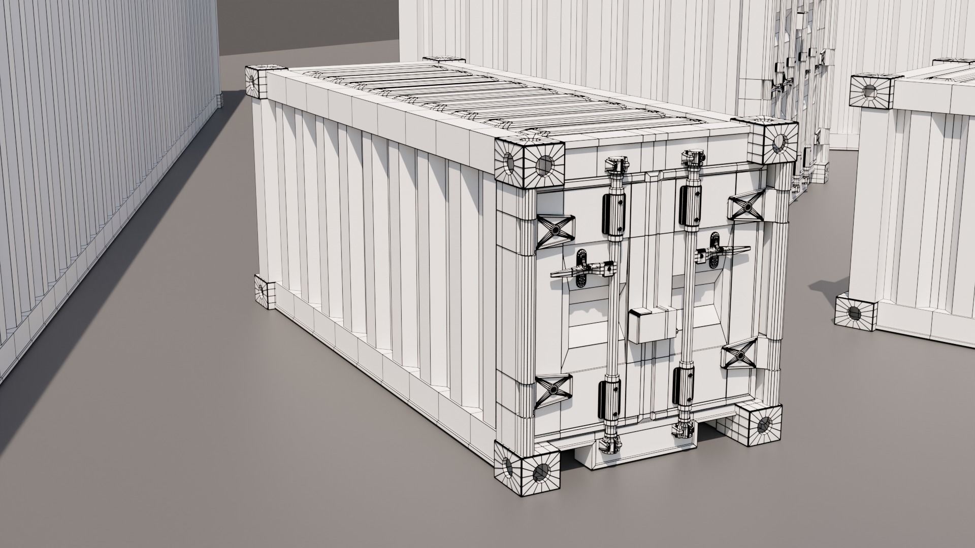 Containers - 5 sizes - Blue Low-poly 3D model_9