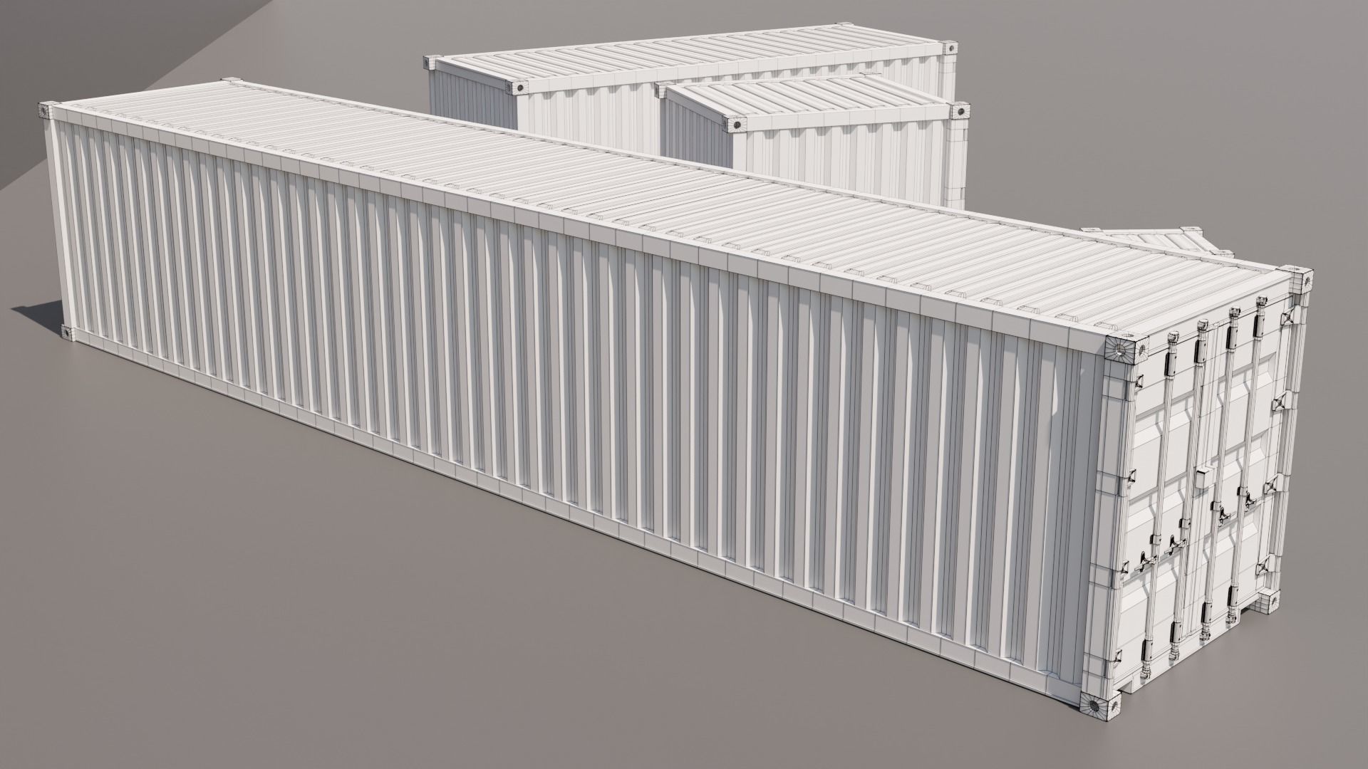 Containers - 5 sizes - Blue Low-poly 3D model_21