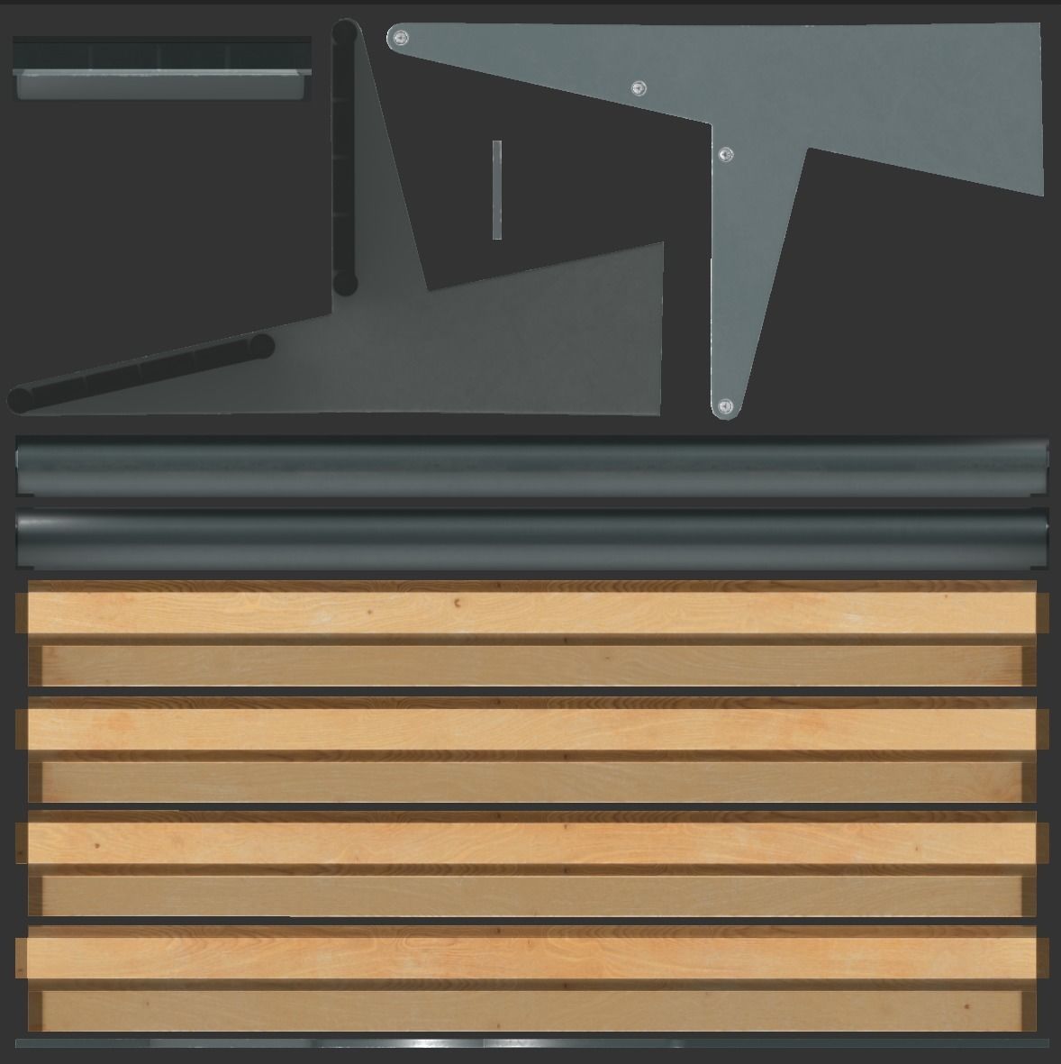 Street bench low poly pbr game ready Low-poly 3D model_4