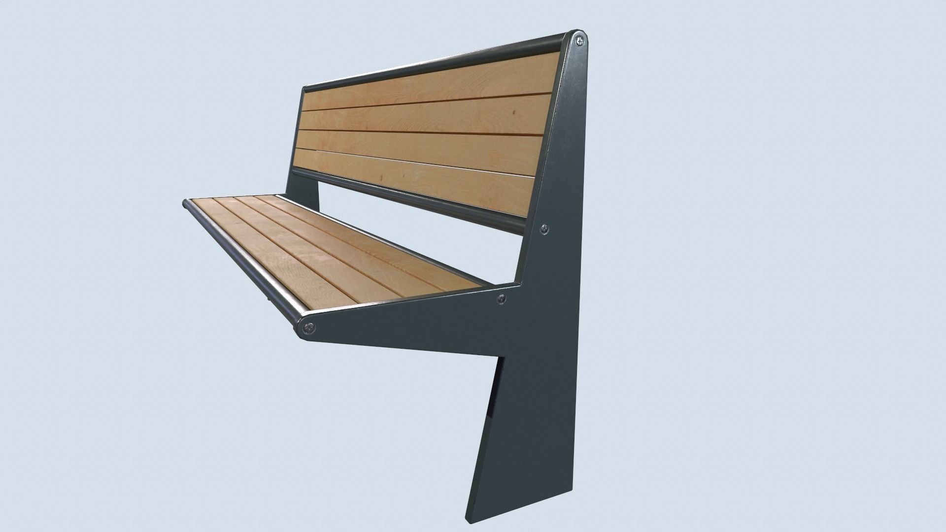 Street bench low poly pbr game ready Low-poly 3D model_1