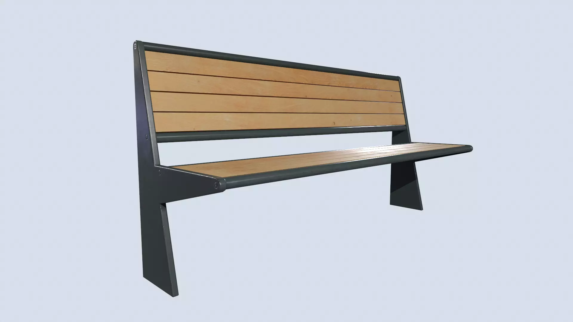 Street bench low poly pbr game ready Low-poly 3D model_0