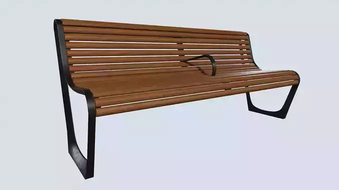 Street bench low poly pbr game ready