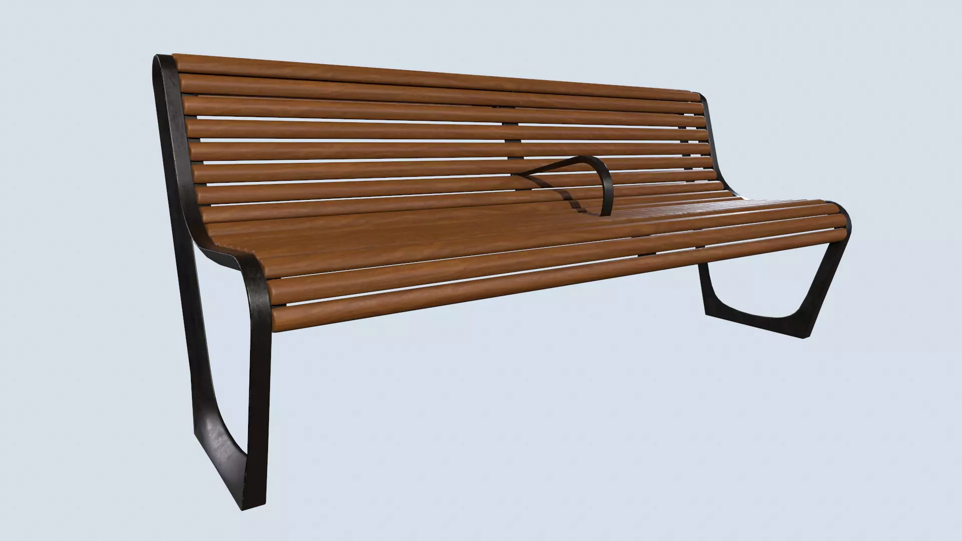 Street bench low poly pbr game ready Low-poly 3D model_0
