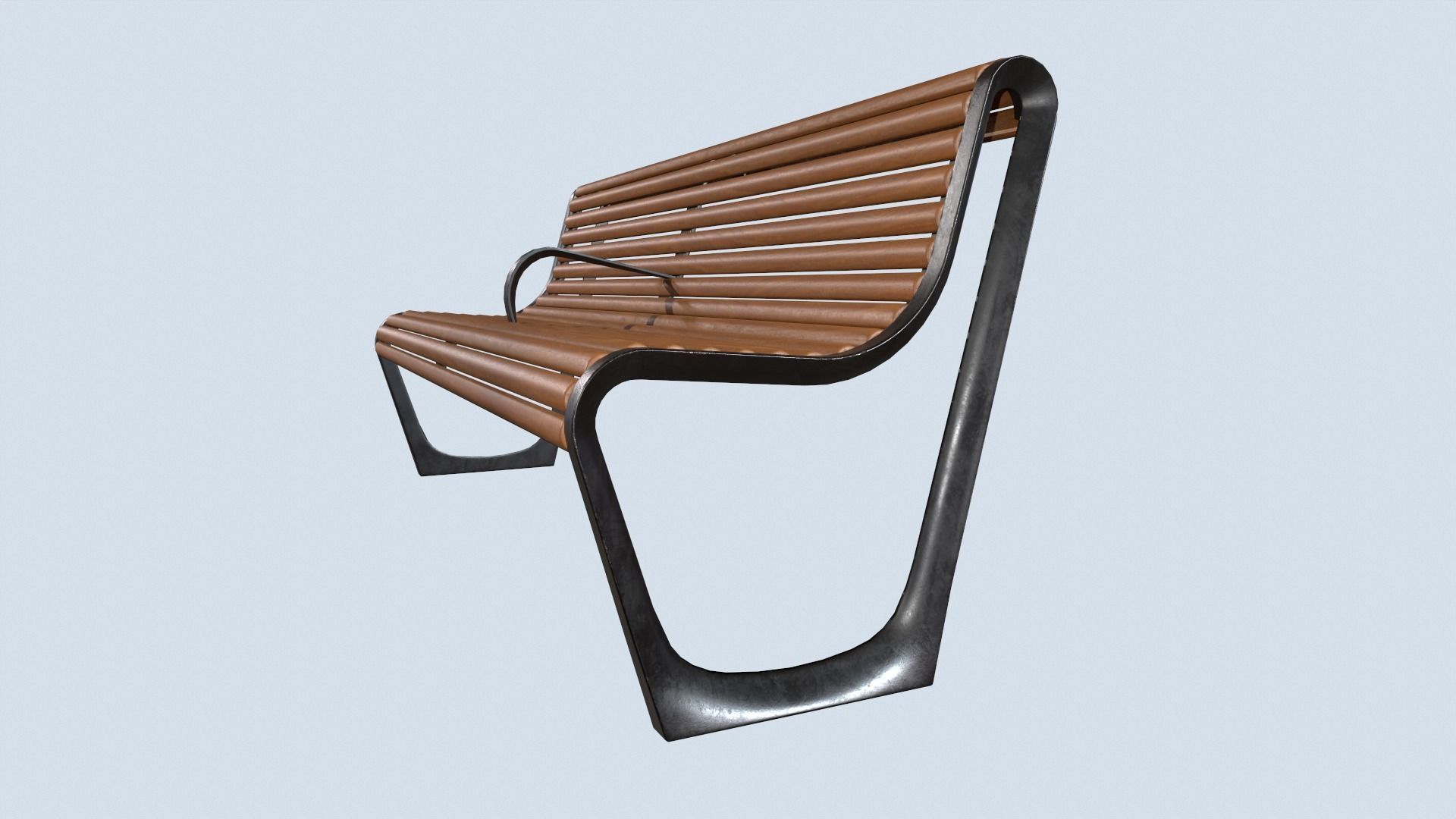 Street bench low poly pbr game ready Low-poly 3D model_1
