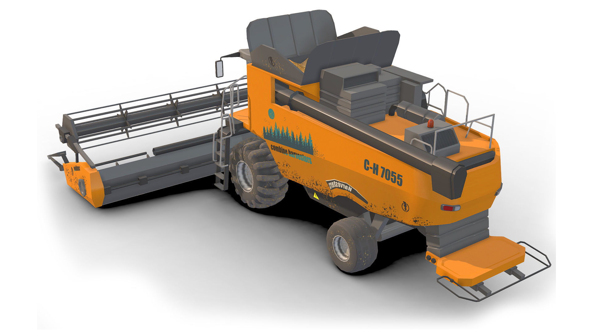 Combine truck Low-poly 3D model_3