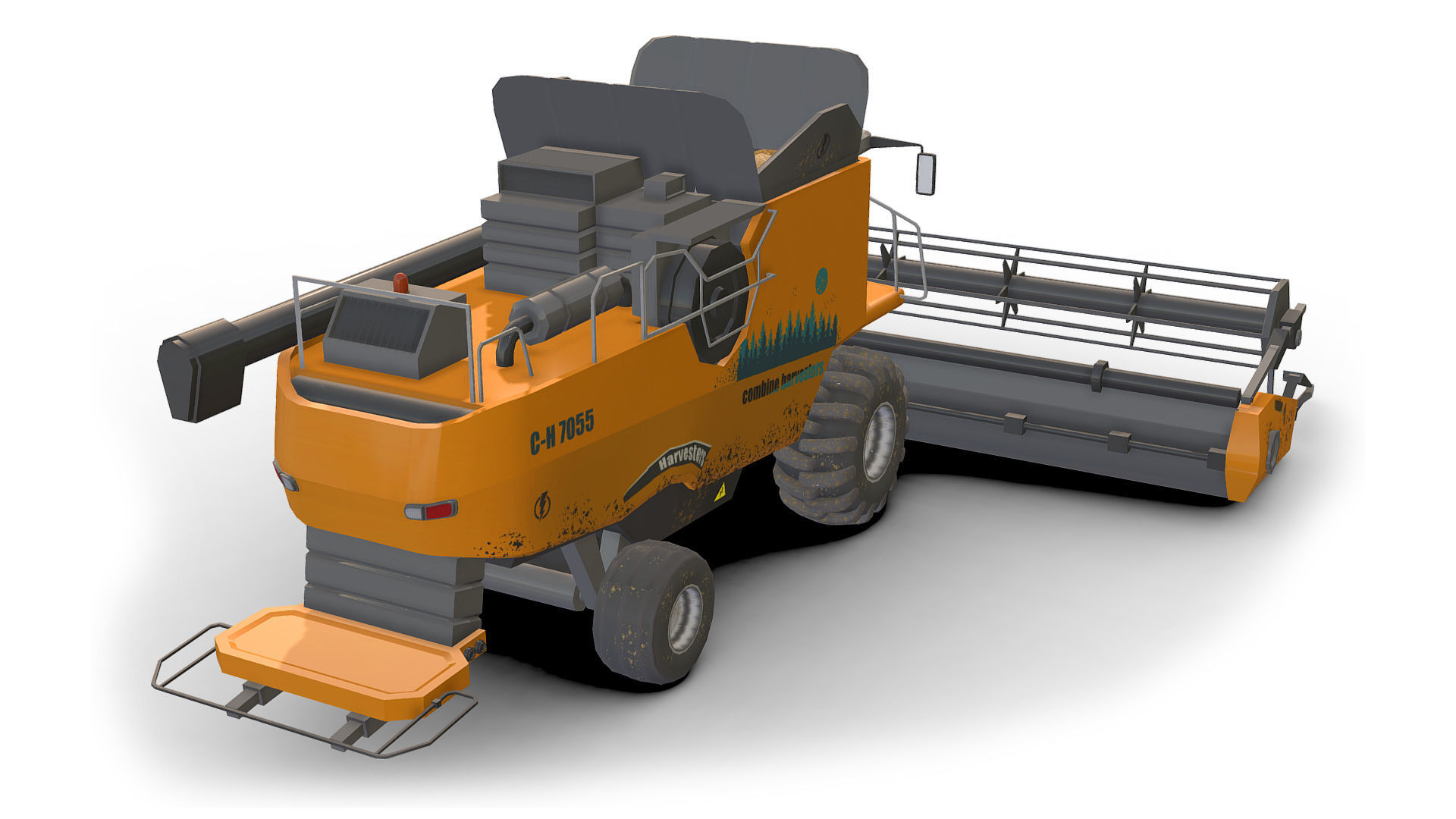 Combine truck Low-poly 3D model_2