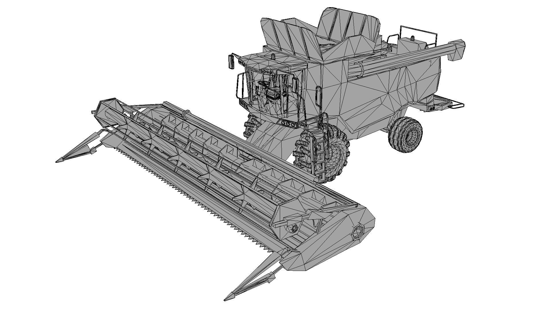 Combine truck Low-poly 3D model_5