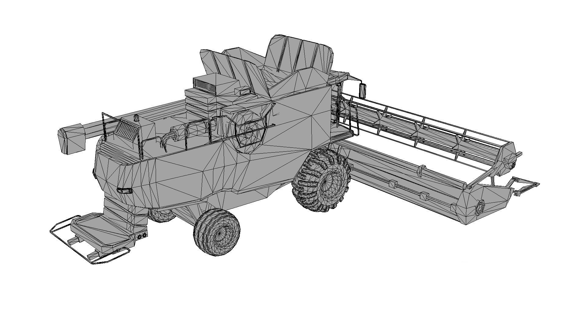 Combine truck Low-poly 3D model_6