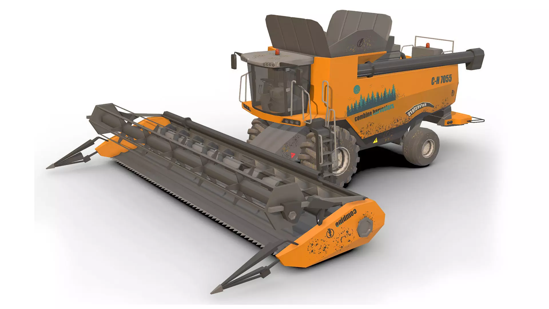 Combine truck Low-poly 3D model_0
