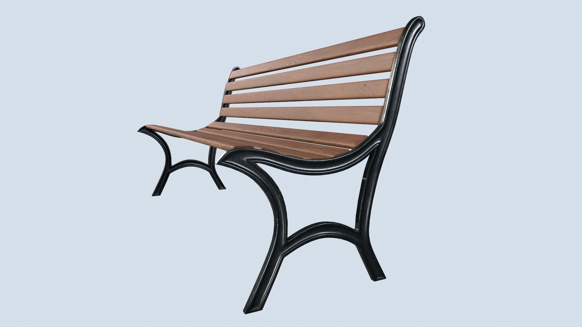 Street bench low poly pbr game ready Low-poly 3D model_1