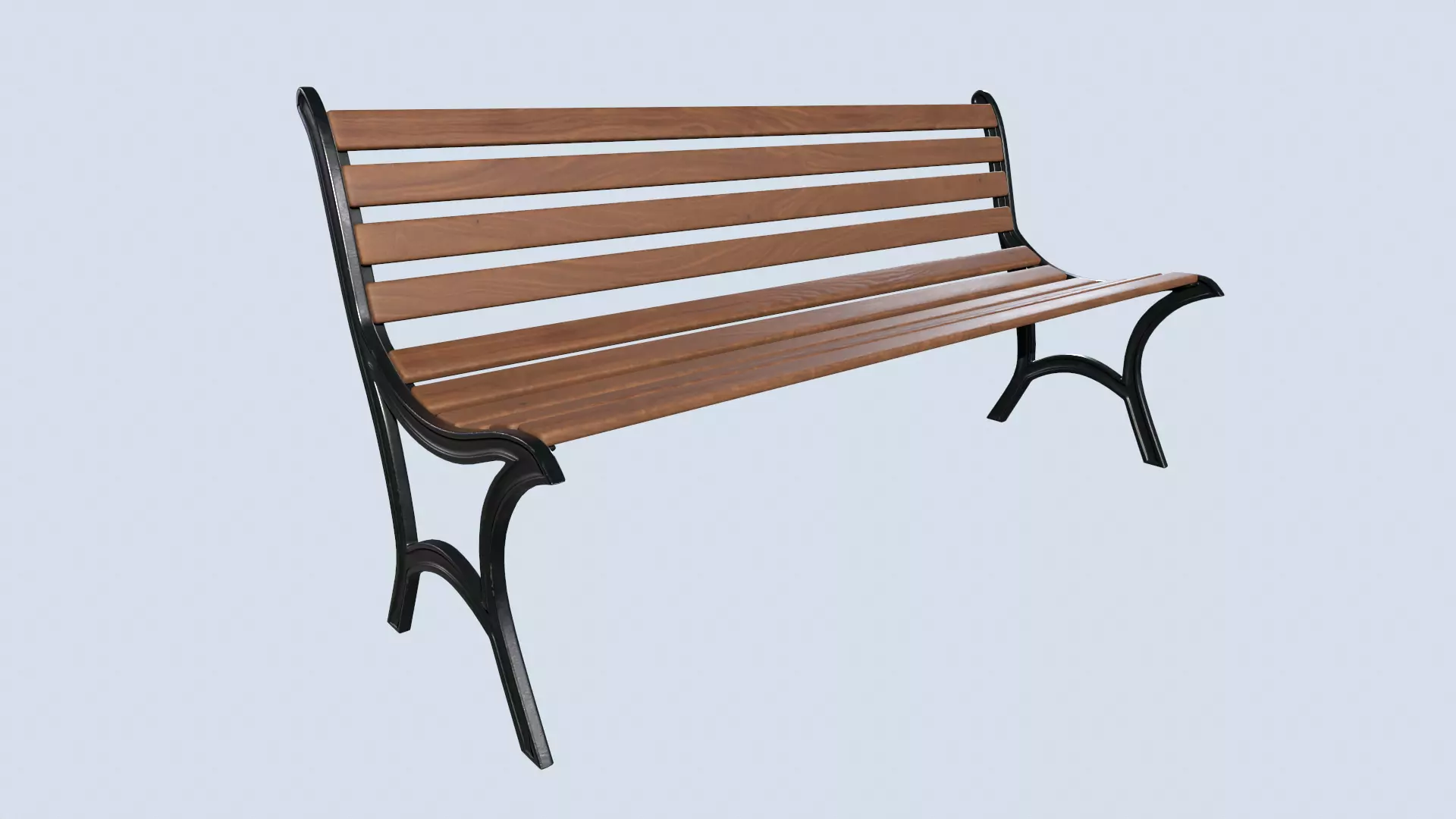 Street bench low poly pbr game ready Low-poly 3D model_0