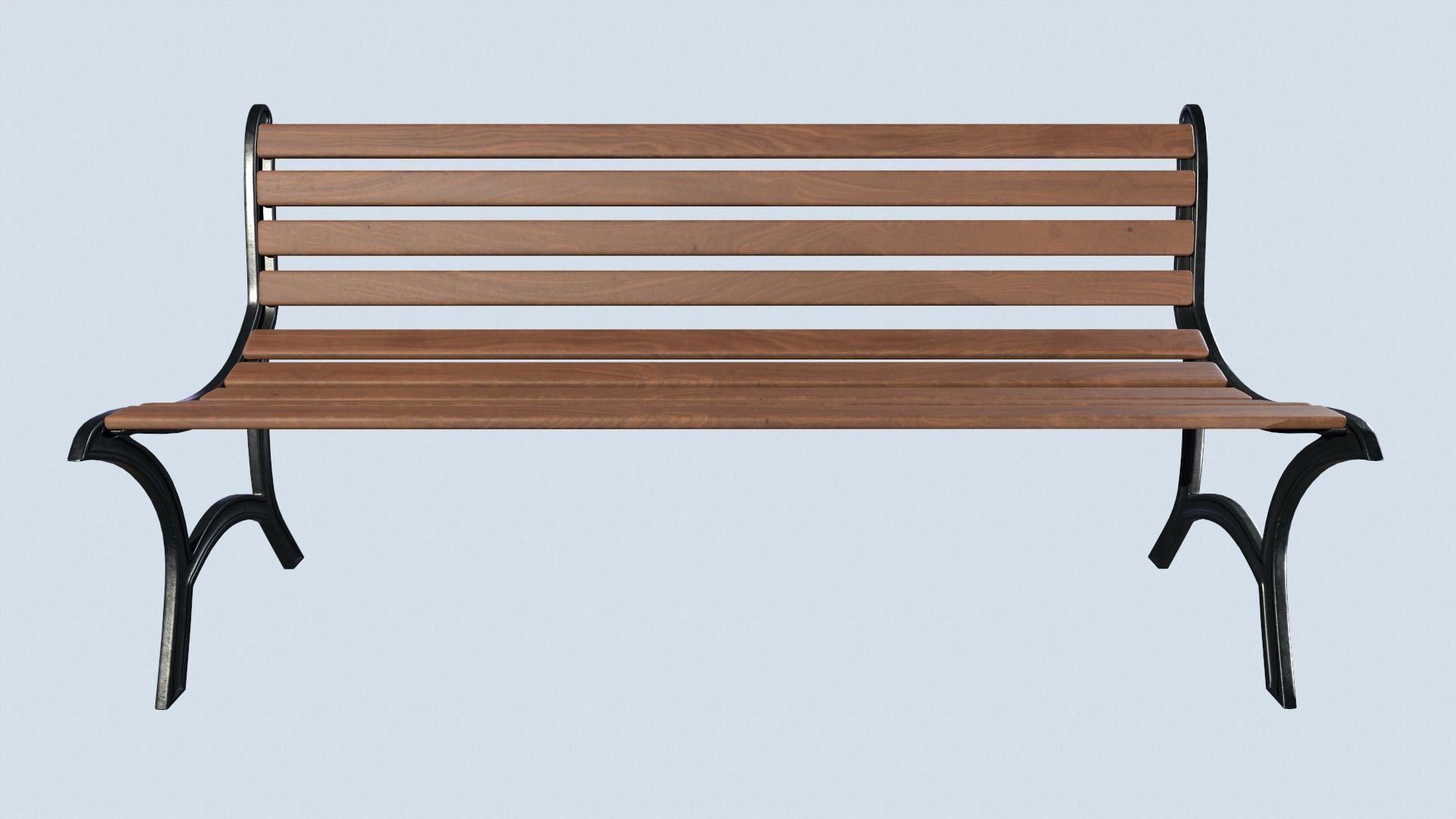 Street bench low poly pbr game ready Low-poly 3D model_2