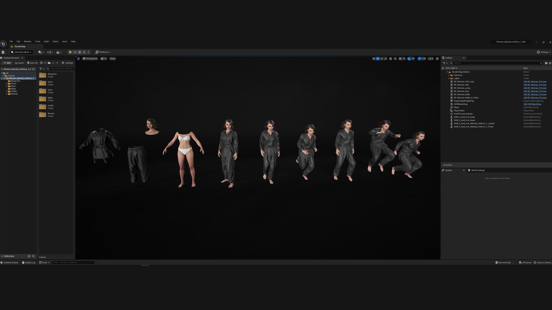 Woman - Martial Uniform 1 - Modular - Rigged Low-poly 3D model_5