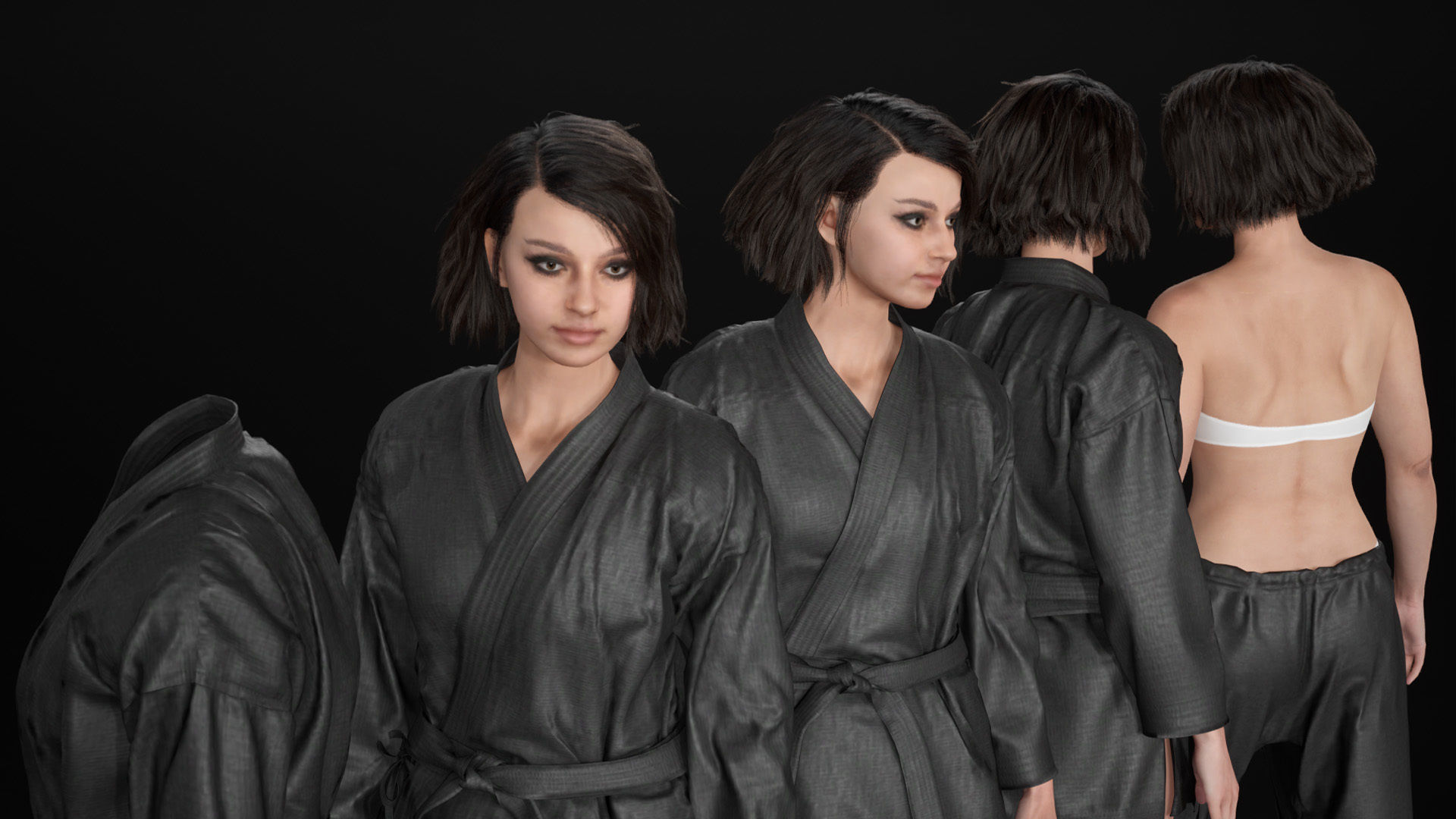 Woman - Martial Uniform 1 - Modular - Rigged Low-poly 3D model_19