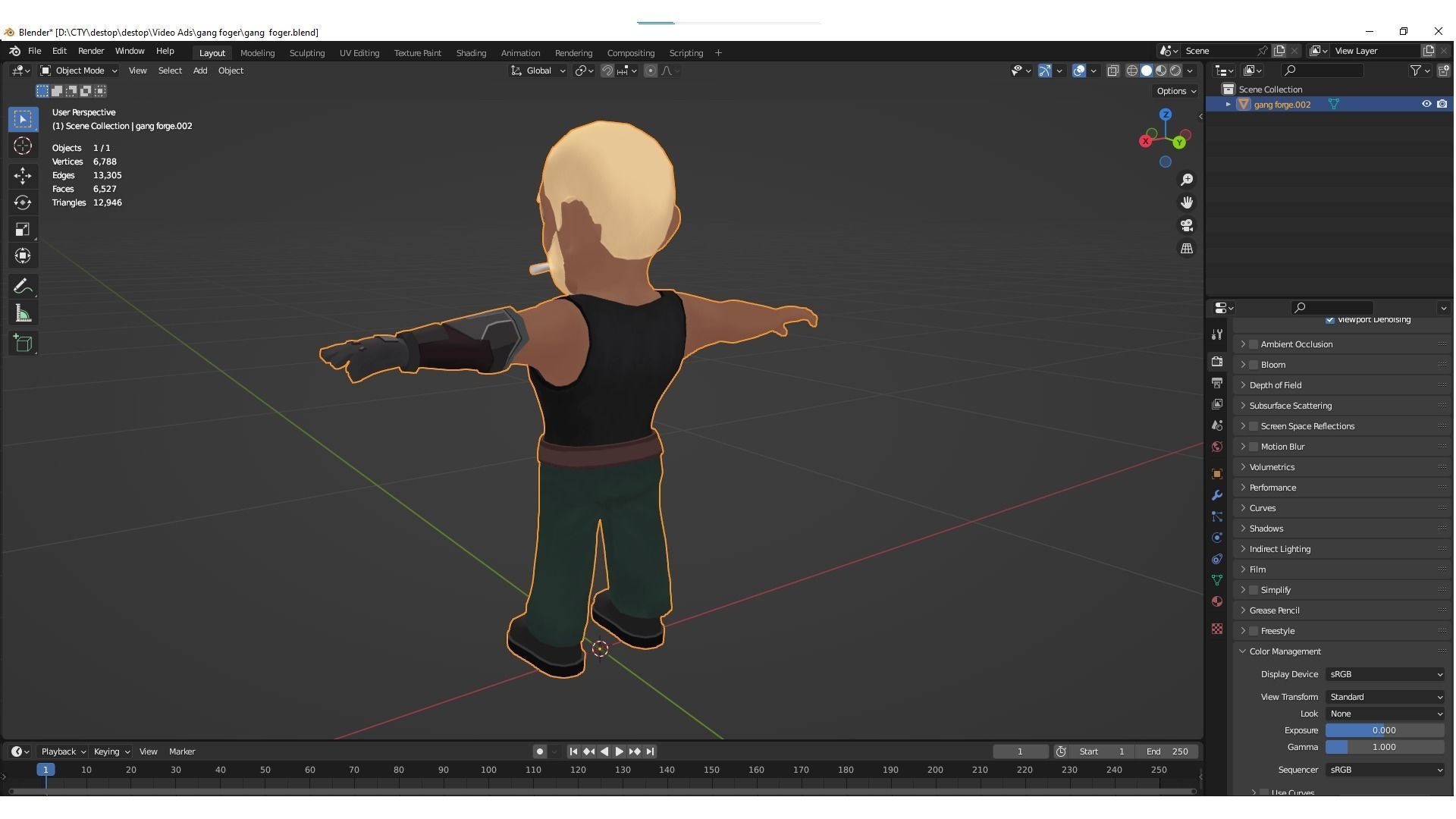 Character Gang Foger Chibi Low-poly 3D model_7