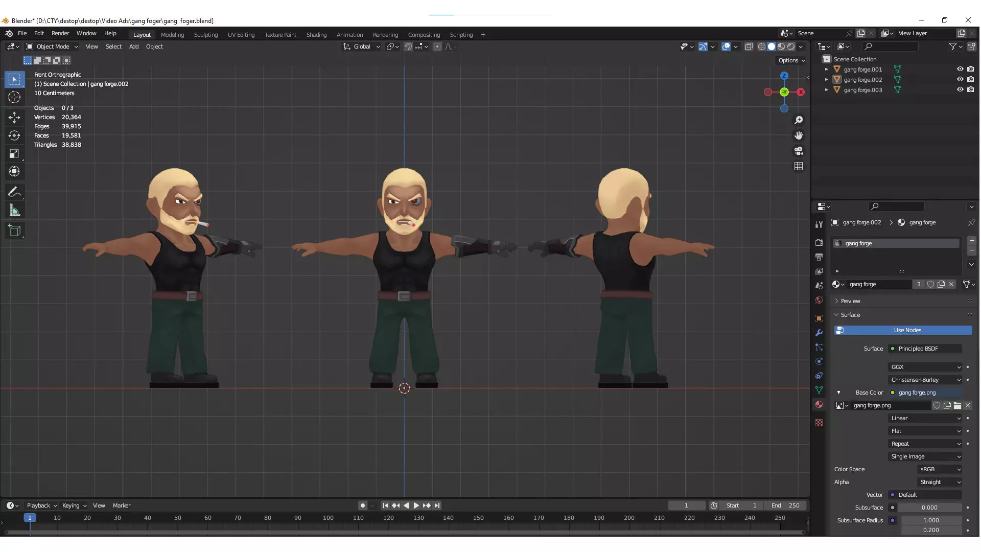 Character Gang Foger Chibi Low-poly 3D model_0