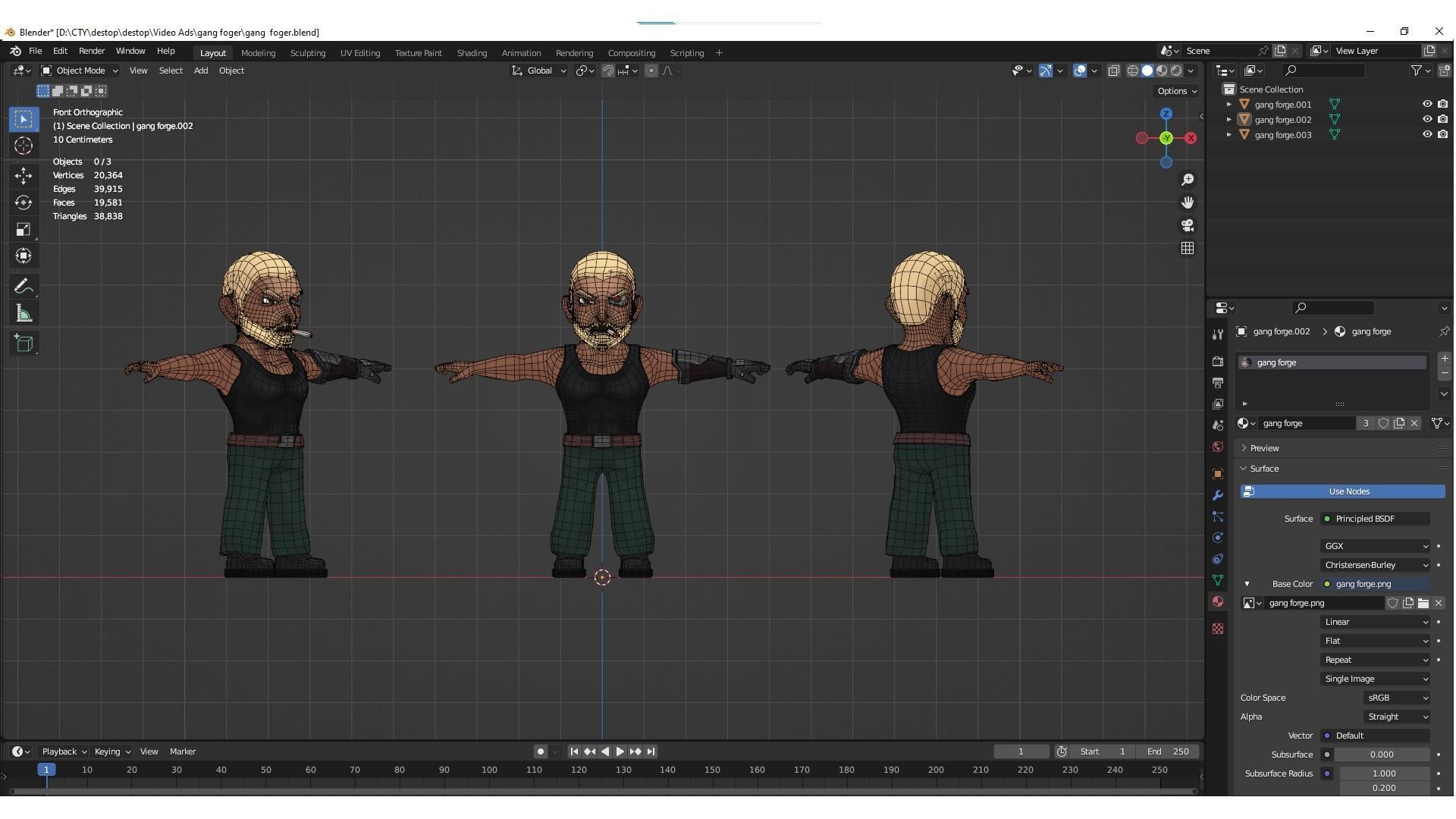 Character Gang Foger Chibi Low-poly 3D model_4