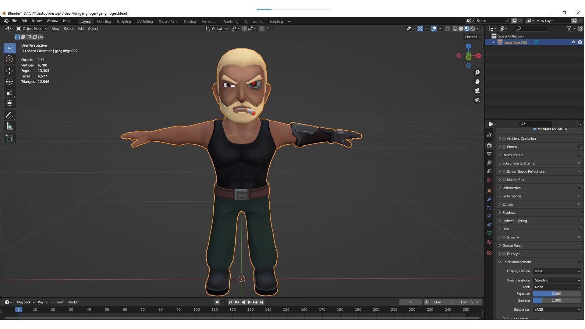 Character Gang Foger Chibi Low-poly 3D model_5
