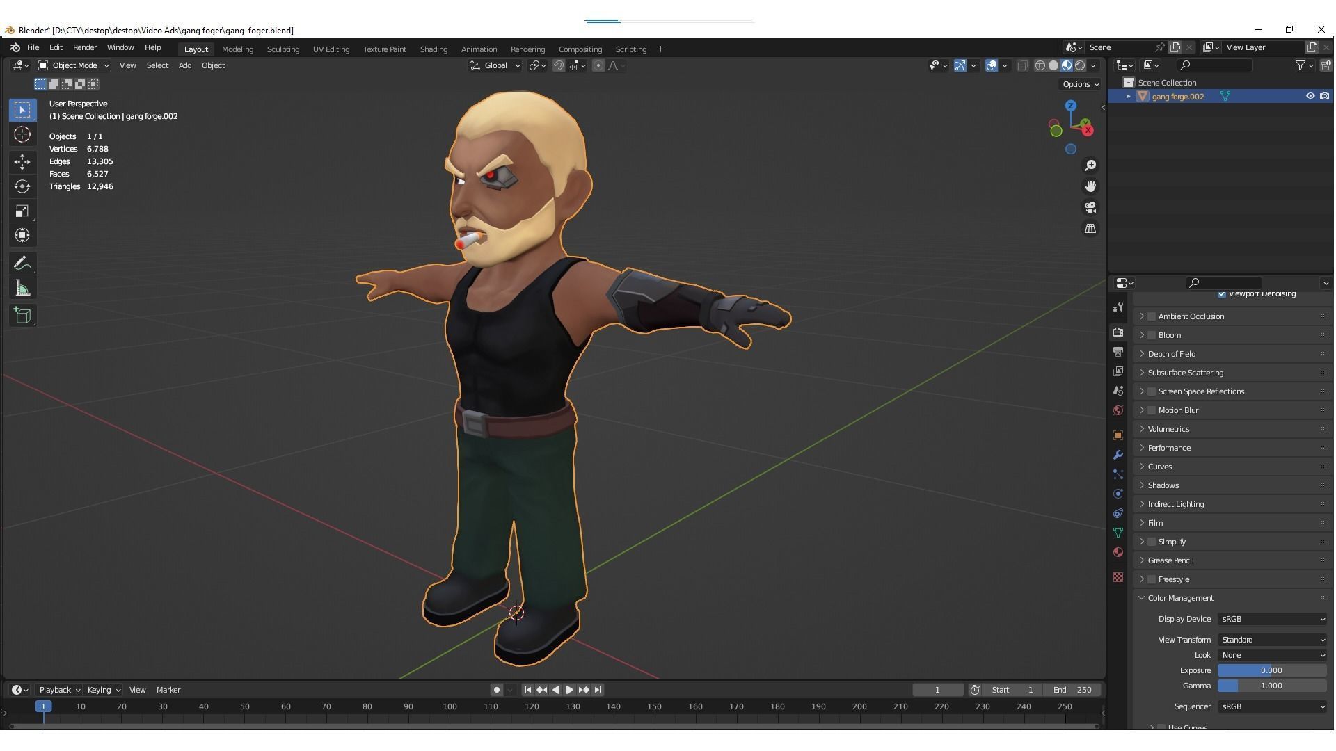Character Gang Foger Chibi Low-poly 3D model_6