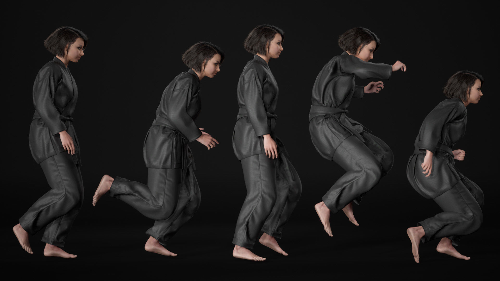 Womens and Mens Martial Uniforms - Modular - Rigged 3D Model Collection_32