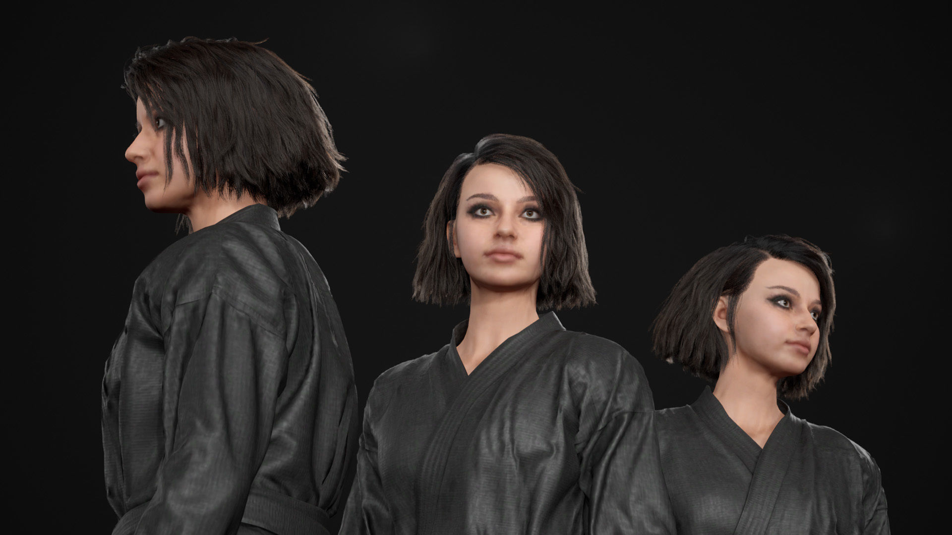 Womens and Mens Martial Uniforms - Modular - Rigged 3D Model Collection_34