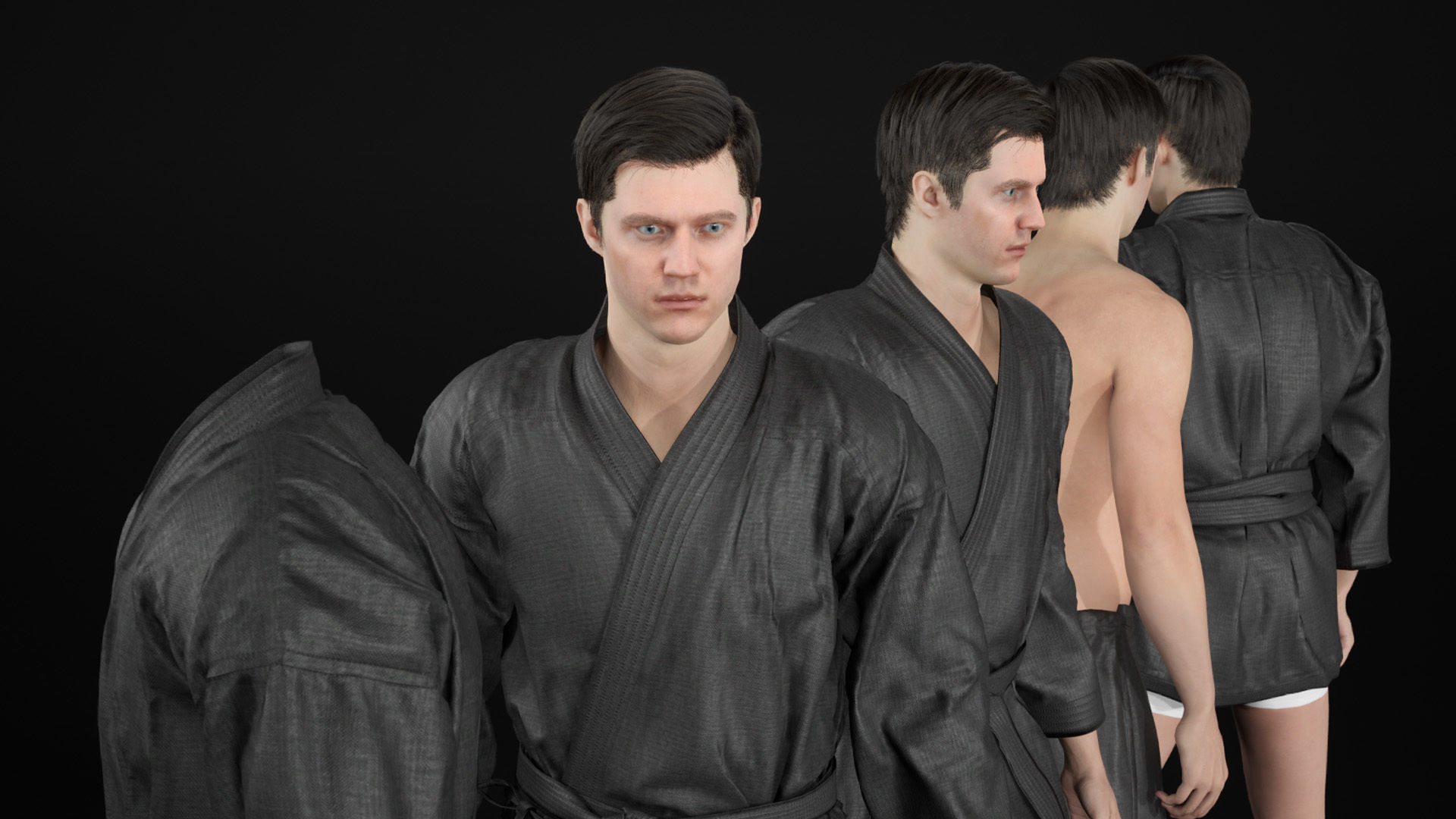 Womens and Mens Martial Uniforms - Modular - Rigged 3D Model Collection_29