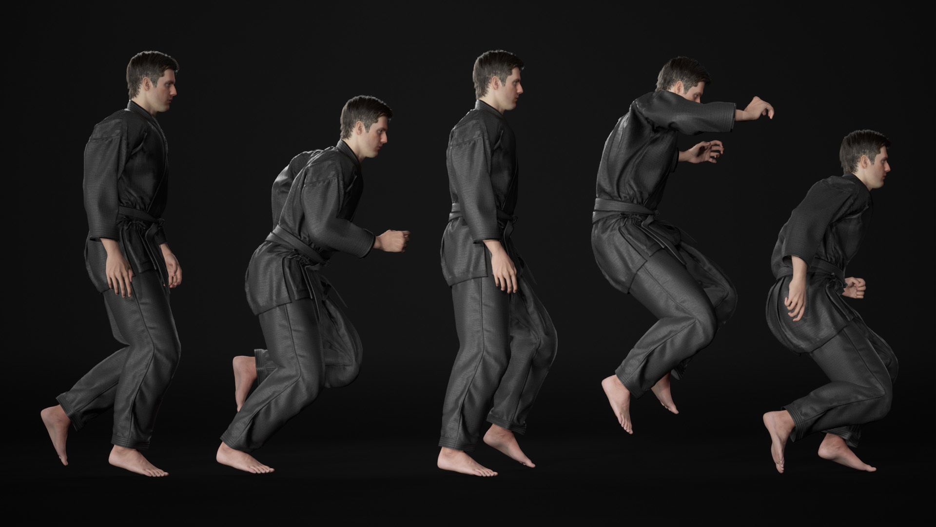 Womens and Mens Martial Uniforms - Modular - Rigged 3D Model Collection_26