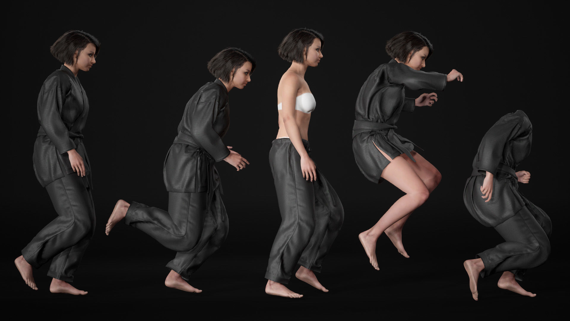 Womens and Mens Martial Uniforms - Modular - Rigged 3D Model Collection_33