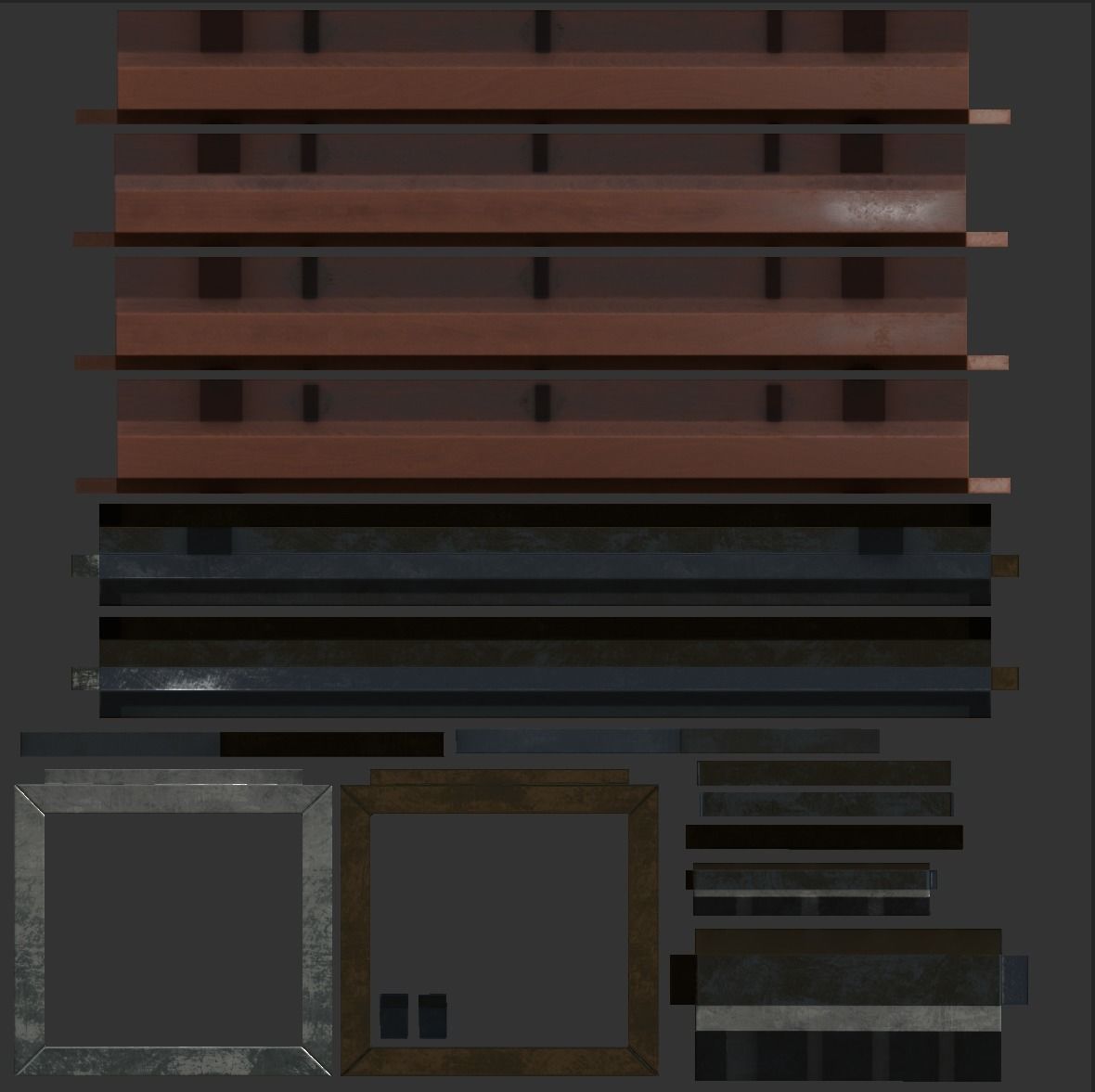 Street bench low poly pbr game ready Low-poly 3D model_4