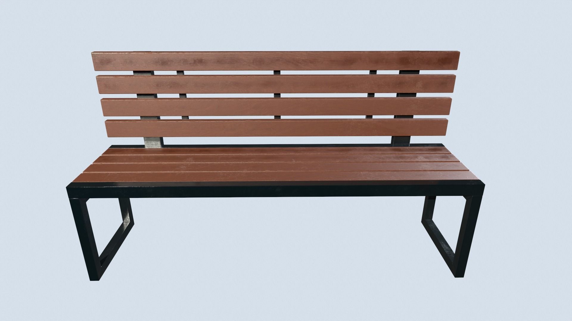 Street bench low poly pbr game ready Low-poly 3D model_2