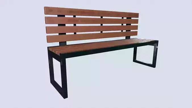 Street bench low poly pbr game ready