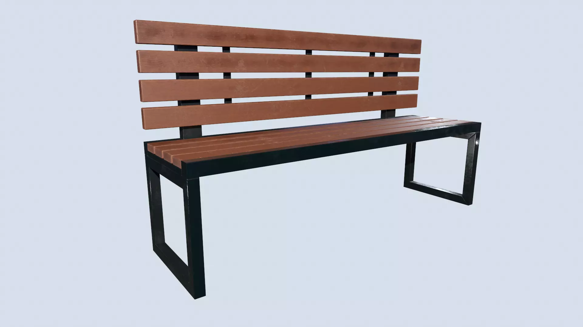 Street bench low poly pbr game ready Low-poly 3D model_0