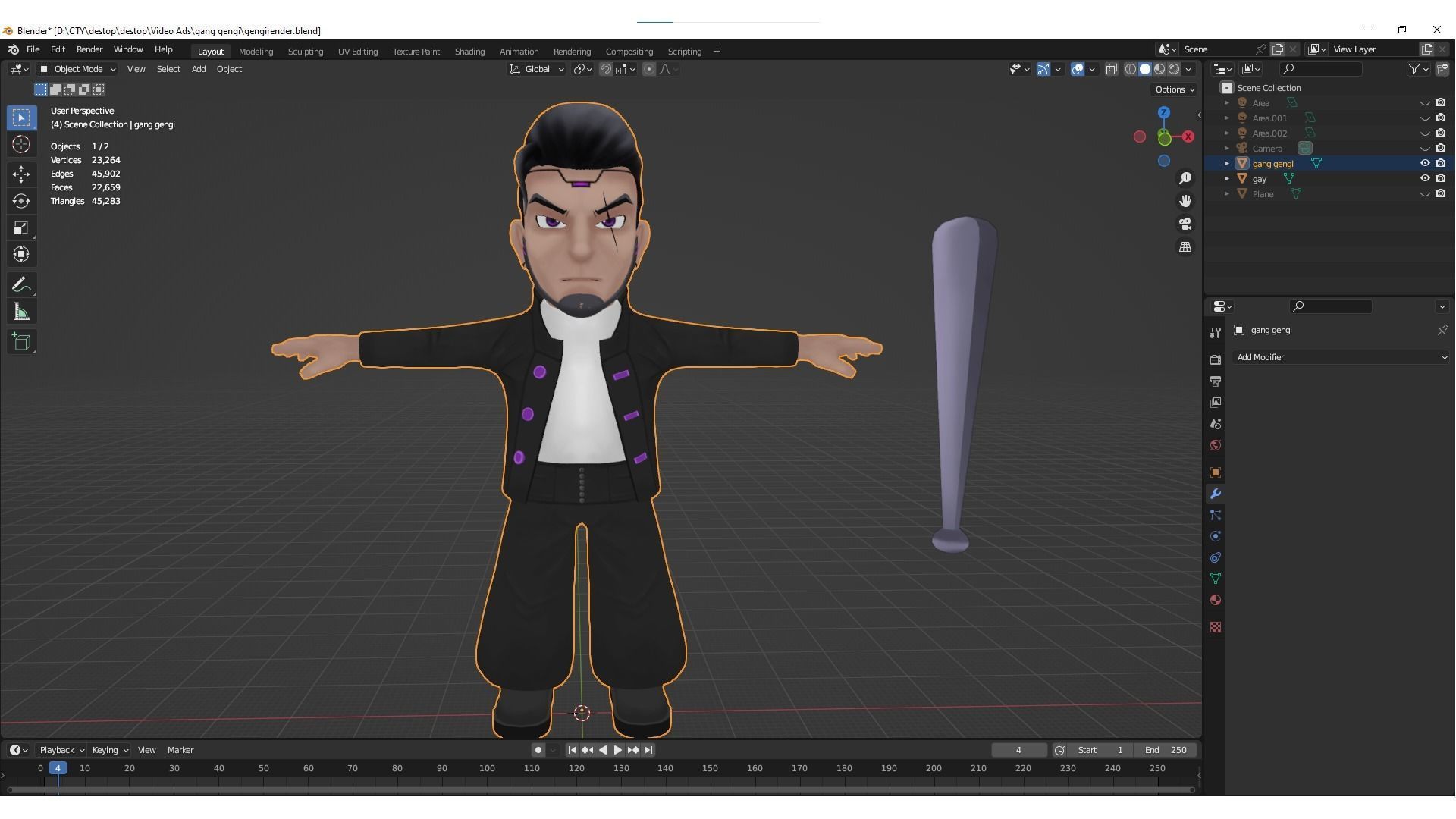 Character Gang Gengi Chibi - Crows Zero 3D model_7