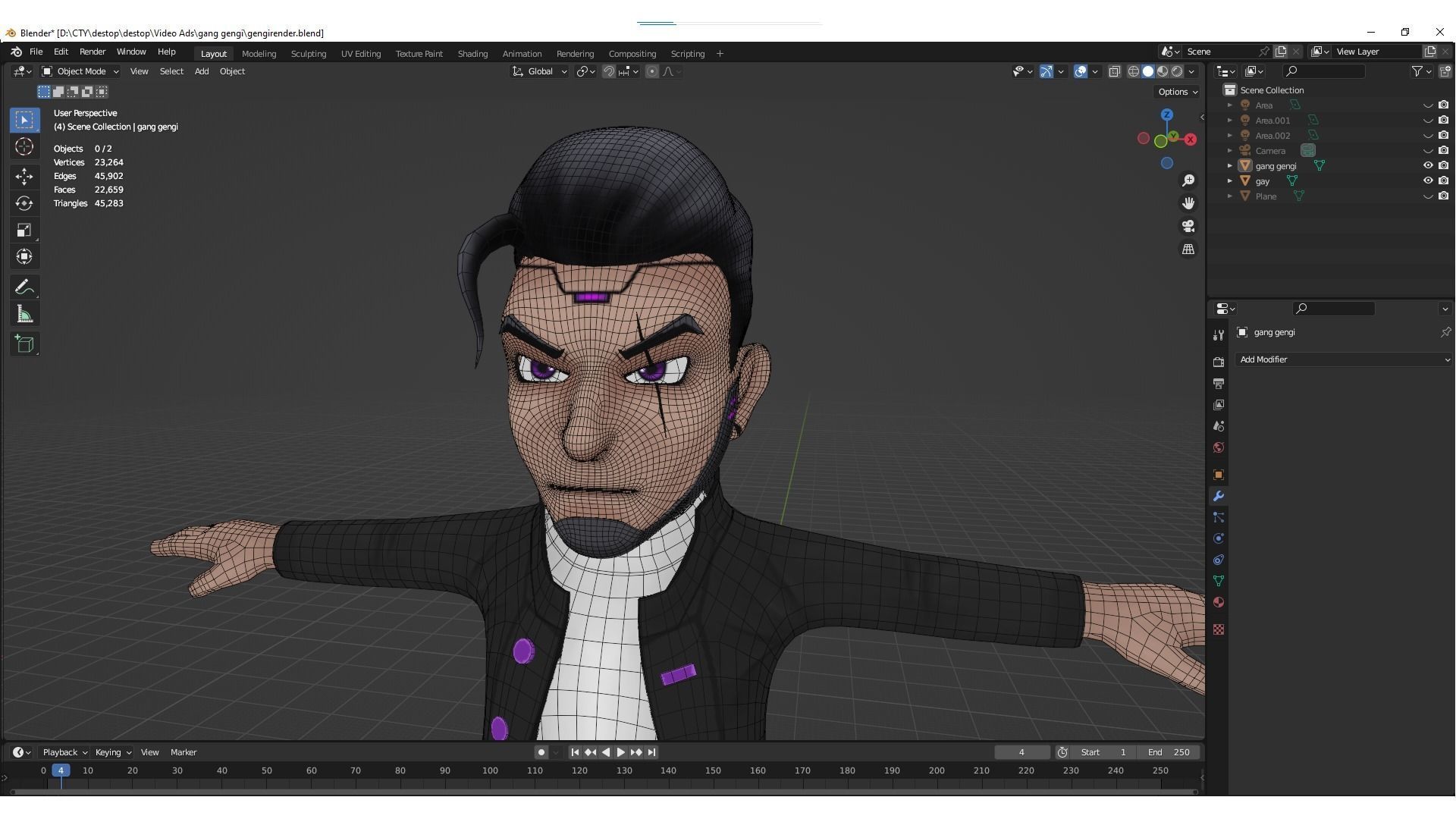 Character Gang Gengi Chibi - Crows Zero 3D model_9