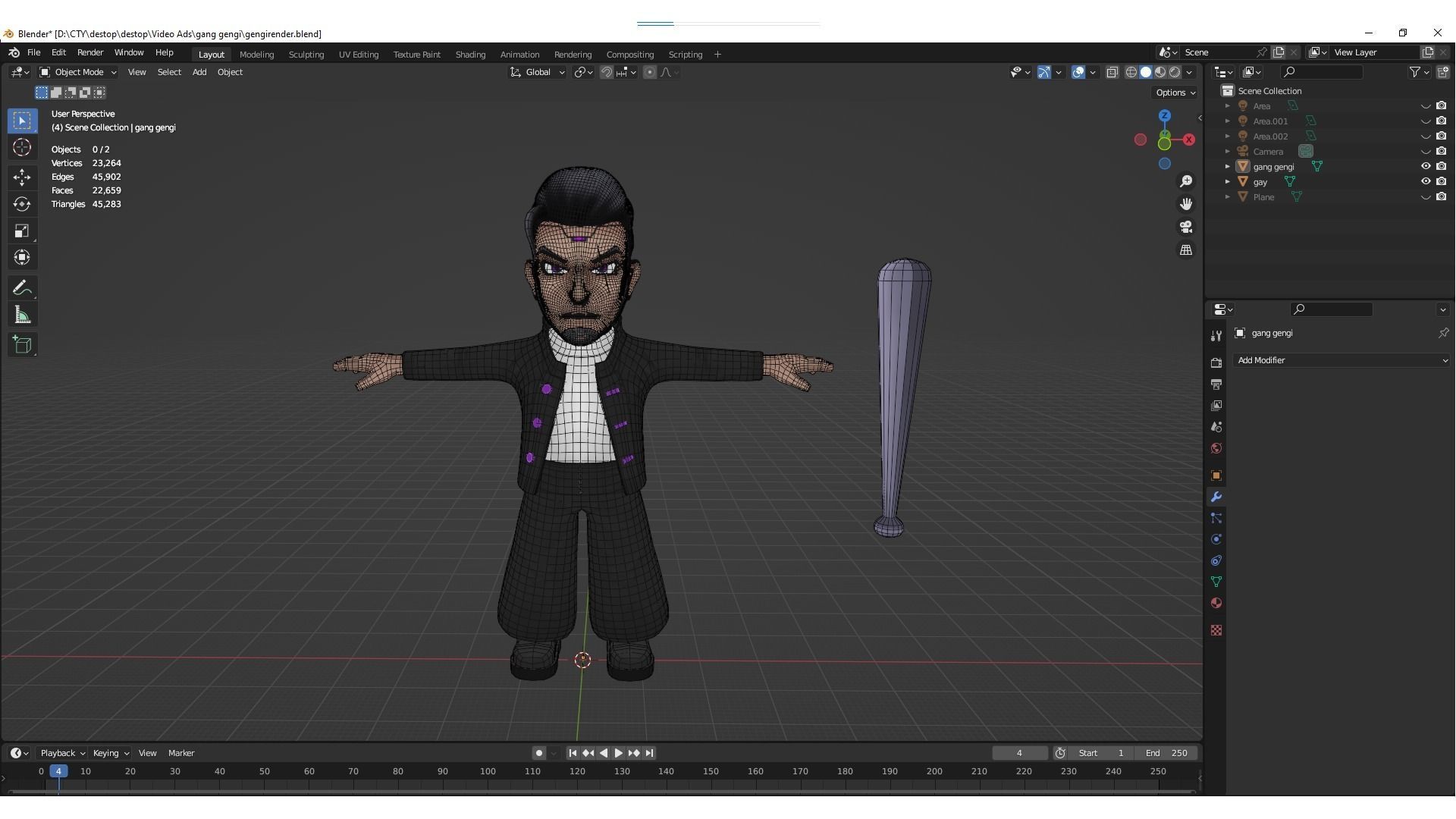 Character Gang Gengi Chibi - Crows Zero 3D model_8