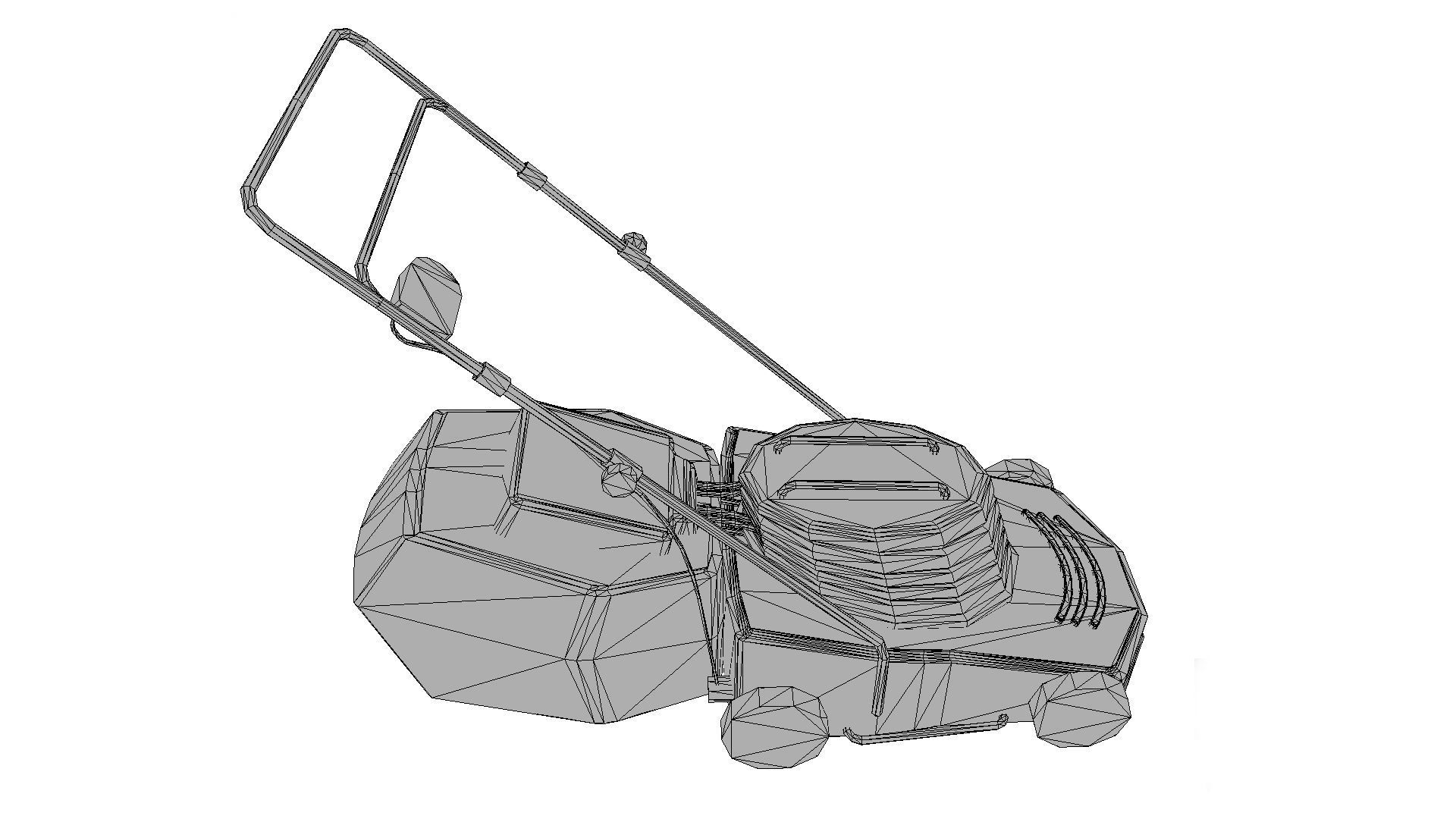 Lawn-mower Low-poly 3D model_5